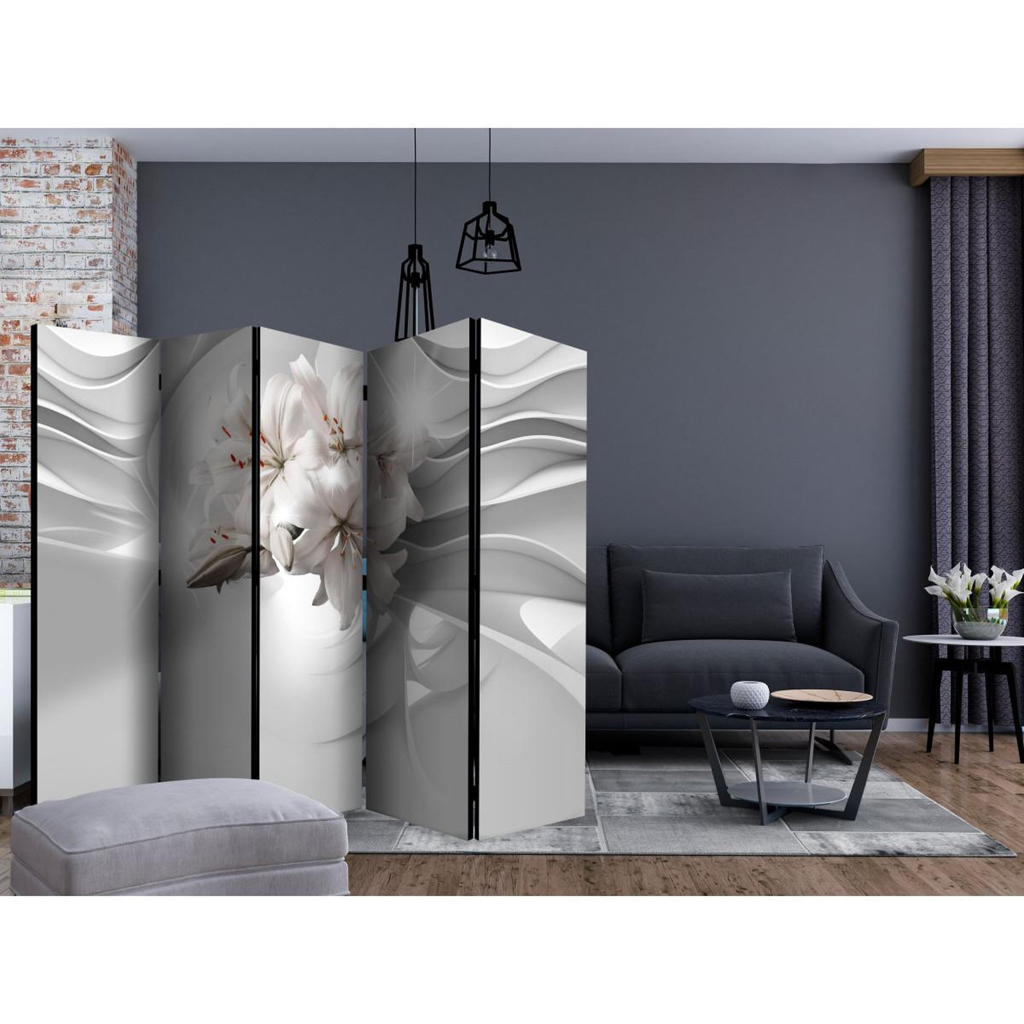 Voir la diapositive 2 : Paris Prix Paravent 5 volets  lilies in the tunnel  172x225cm