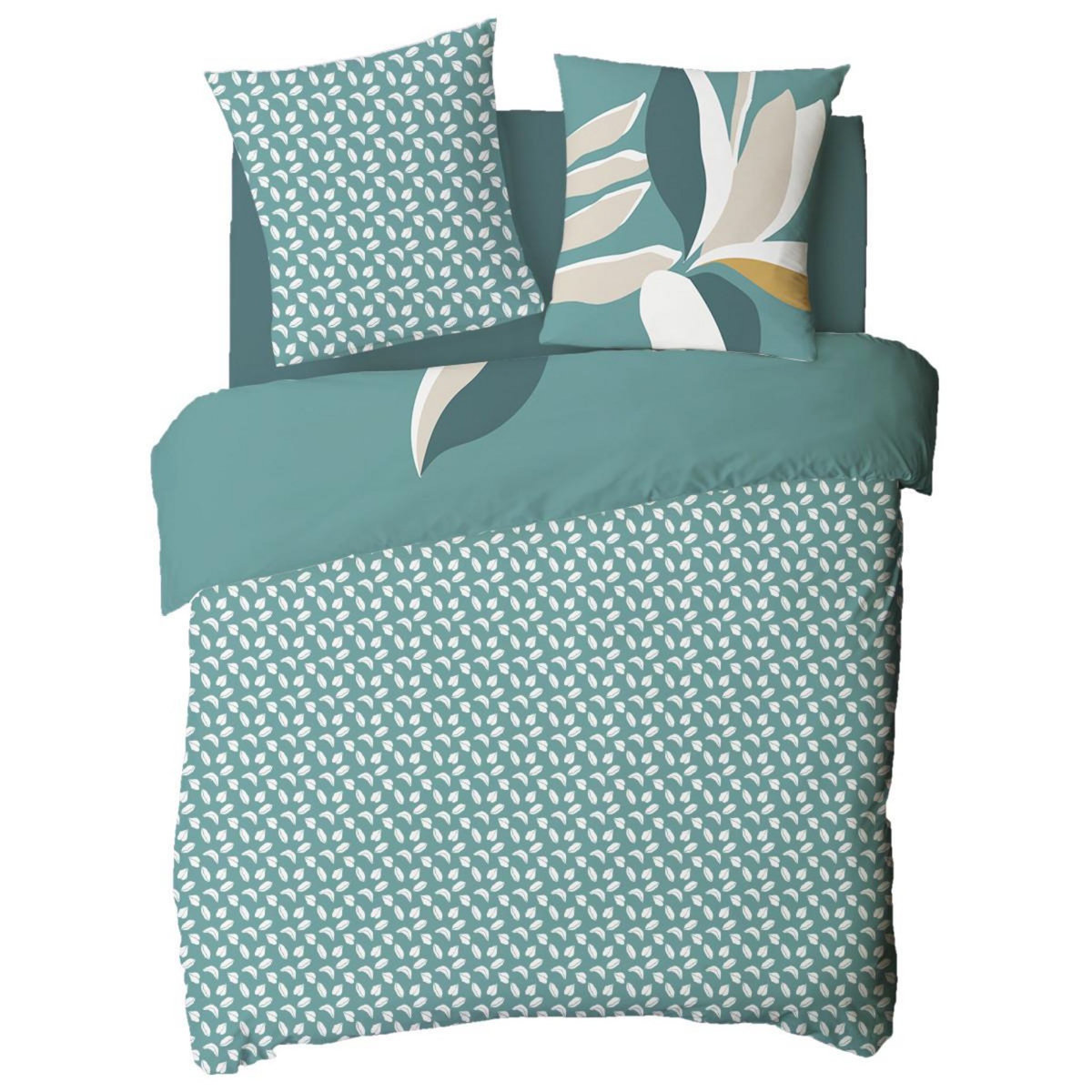 FUTURE HOME Parure de lit 2 personnes tropical réversible feuilles