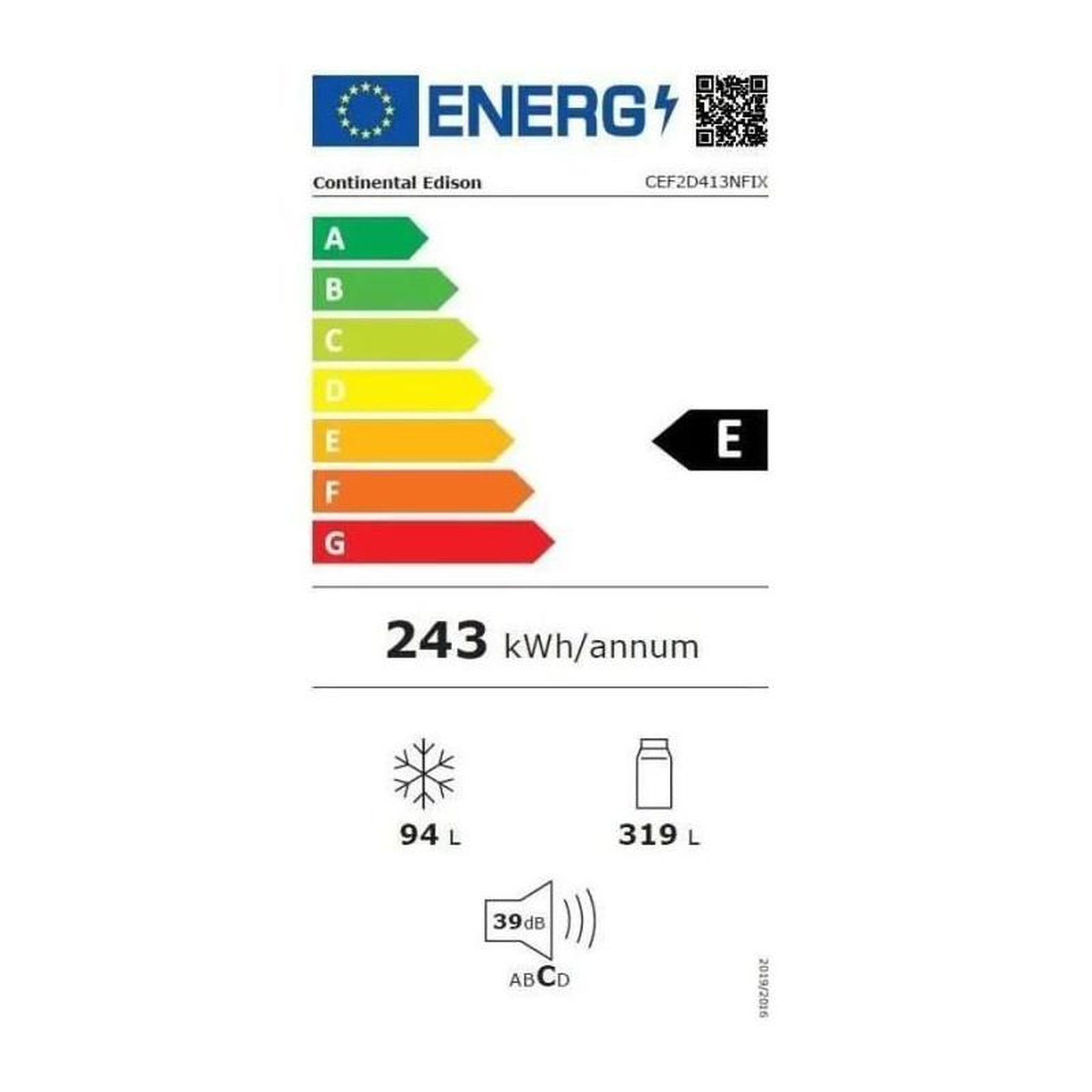 Voir la diapositive 4 : CONTINENTAL EDISON Réfrigérateur congélateur haut 413L Total No Frost inox 70x178 cm – Continental Edison