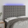 Voir la diapositive 1 : VIDAXL Tete de lit a LED Gris fonce 144x5x118/128 cm Tissu