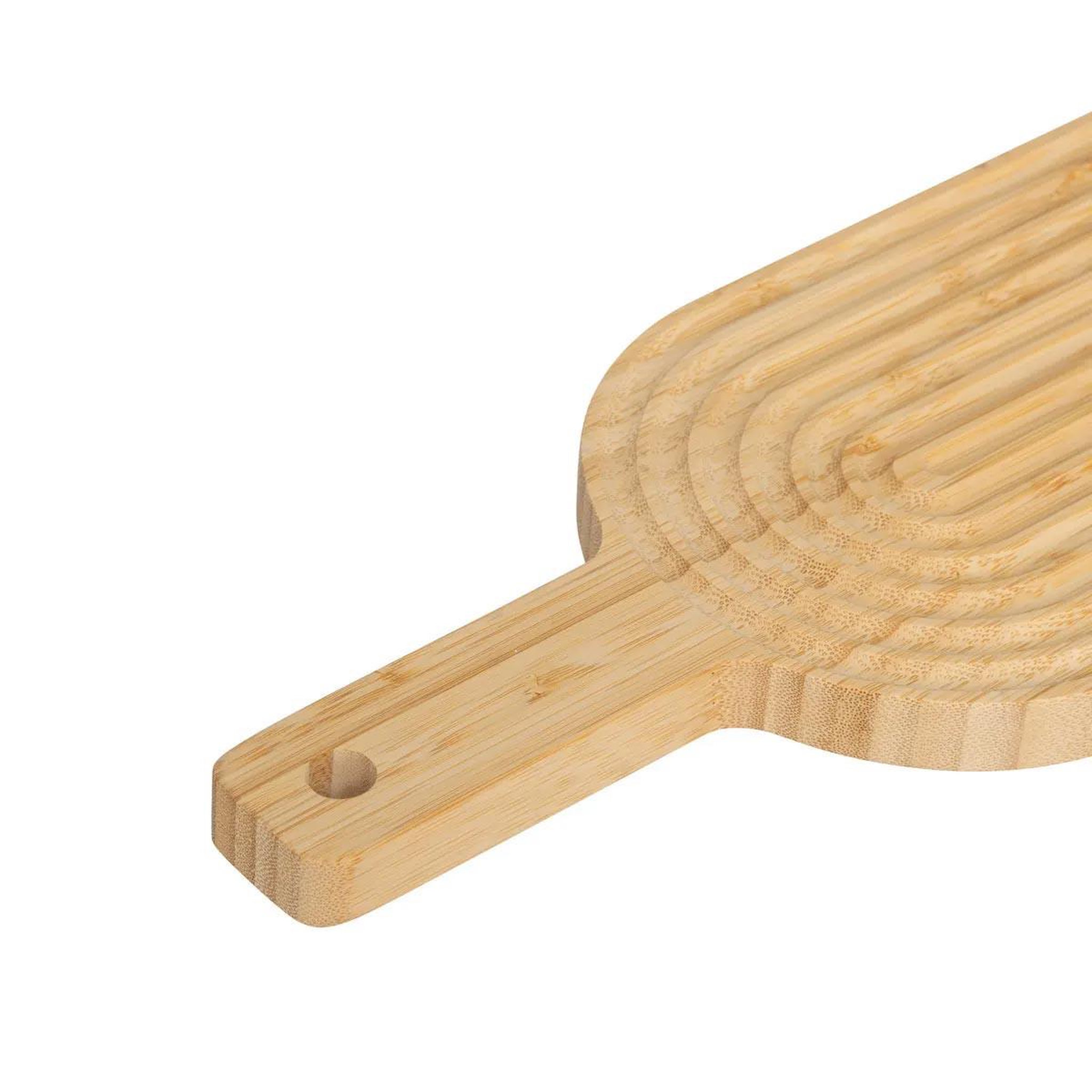 Voir la diapositive 2 : FIVE Planche à découper ovale en bambou  rainuré  60cm naturel