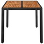 VIDAXL Table de jardin dessus en bois Noir 90x90x75 cm Resine tressee