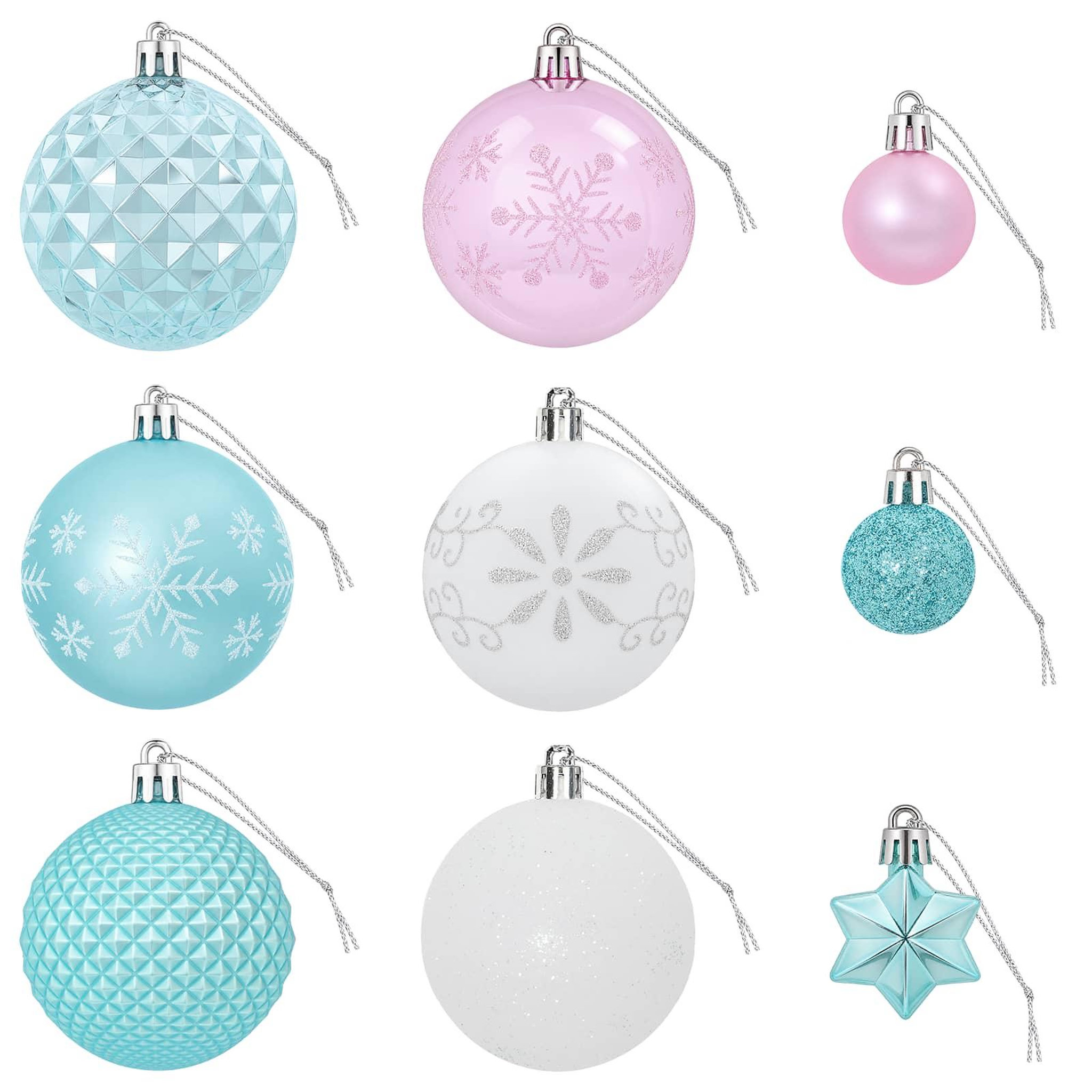 Voir la diapositive 5 : VIDAXL Ensemble de boules de Noël 88 pc Turquoise, rose et blanc