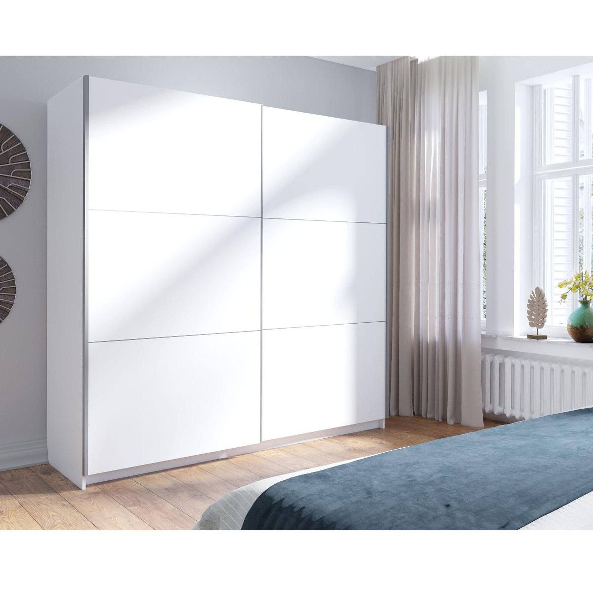 Voir la diapositive 2 : JLC KREATION Armoire dressing coulissante blanche 200cm kas