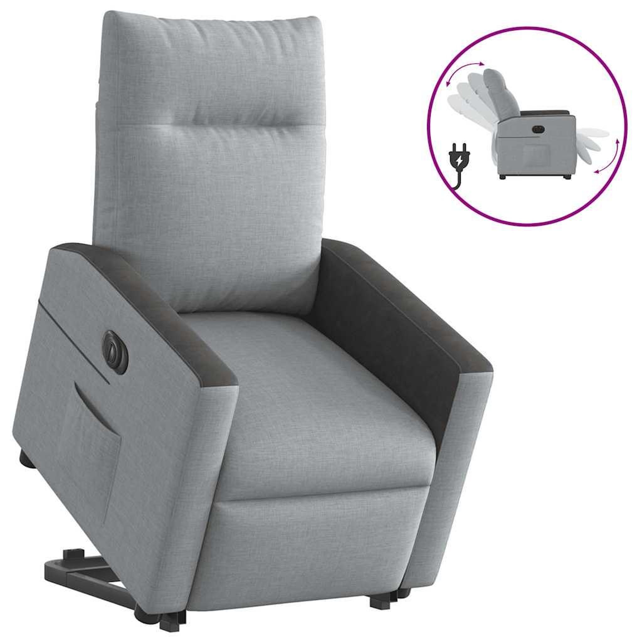 VIDAXL Fauteuil inclinable electrique gris clair tissu