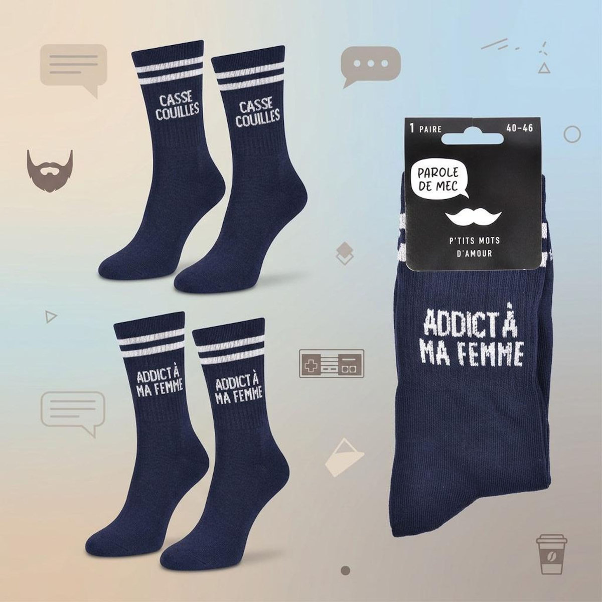 OZABI OZABI Chaussettes Homme Message Humoristiques Pack de 2 Paires