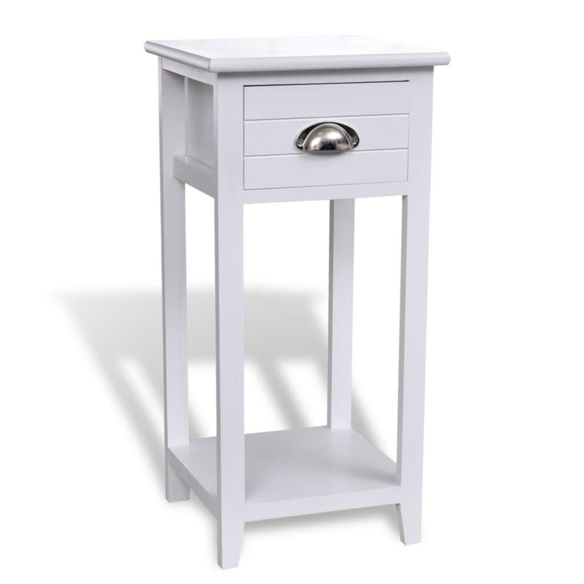 VIDAXL Table de chevet avec 1 tiroir Blanc
