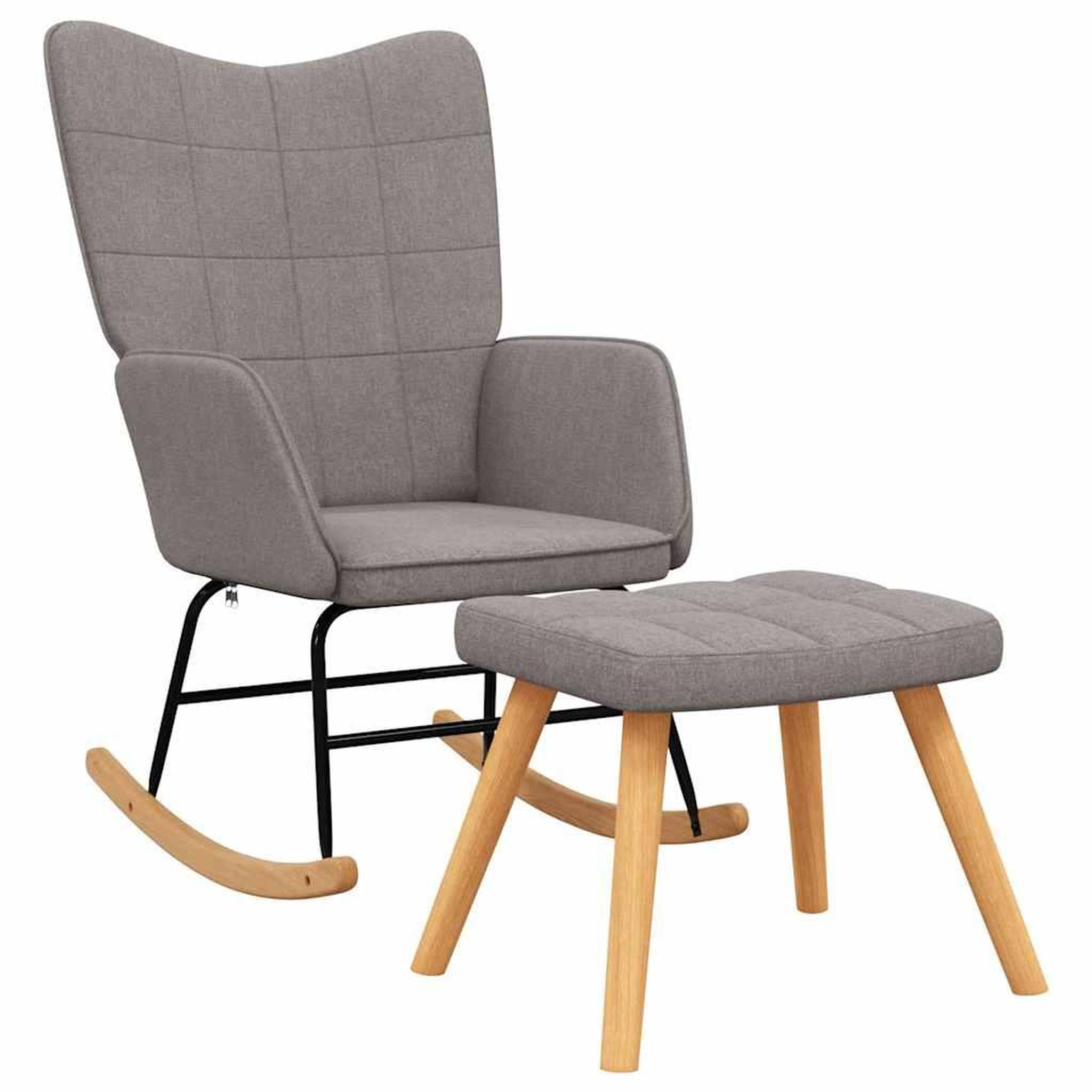 Voir la diapositive 2 : VIDAXL Chaise a bascule avec tabouret Taupe Tissu