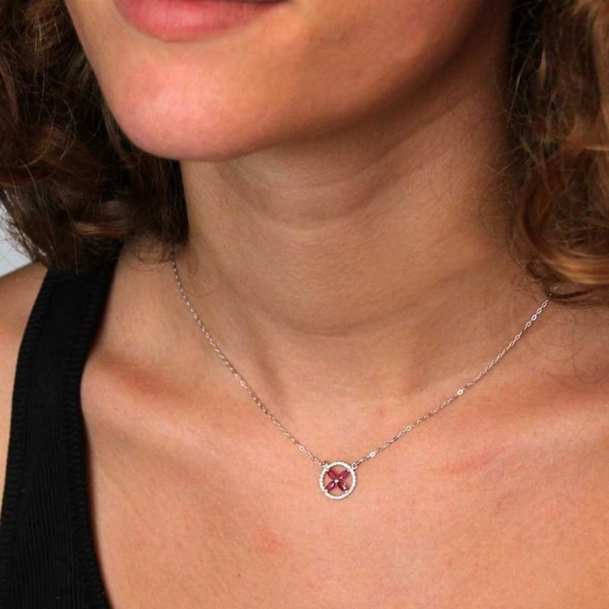 L'ATELIER D'AZUR Collier Or Blanc Serti de Rubis – Femme
