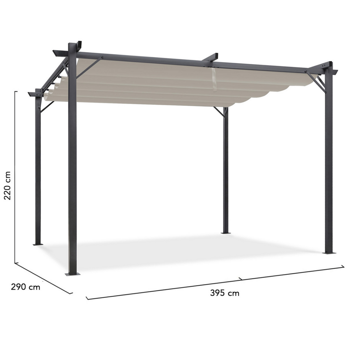 ID MARKET Pergola toit rétractable 4 pieds 3x4 M tonnelle taupe