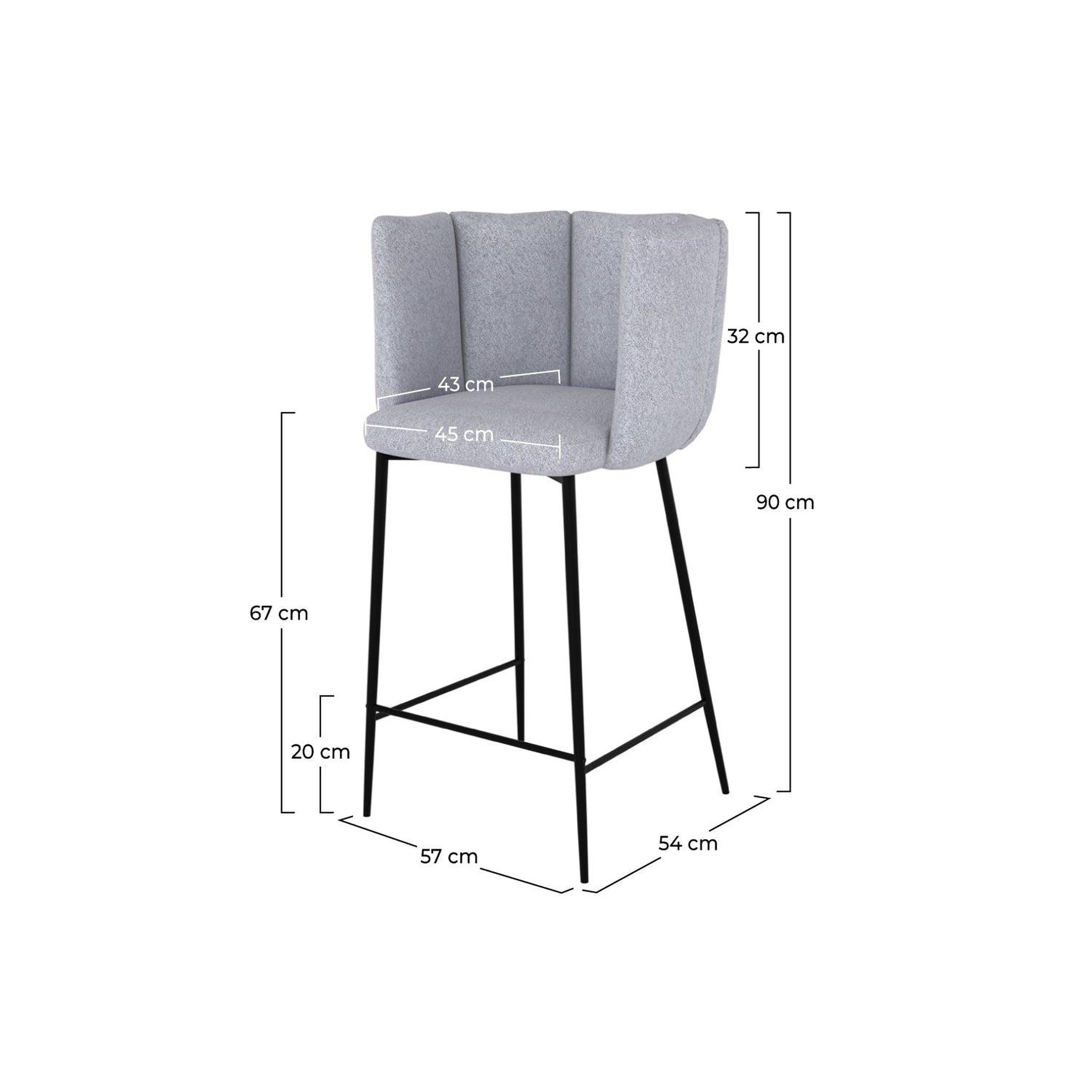 Voir la diapositive 4 : MAISON PAVANE Lot de 2 chaises pour îlot central 67 cm en tissu gris clair-rosy
