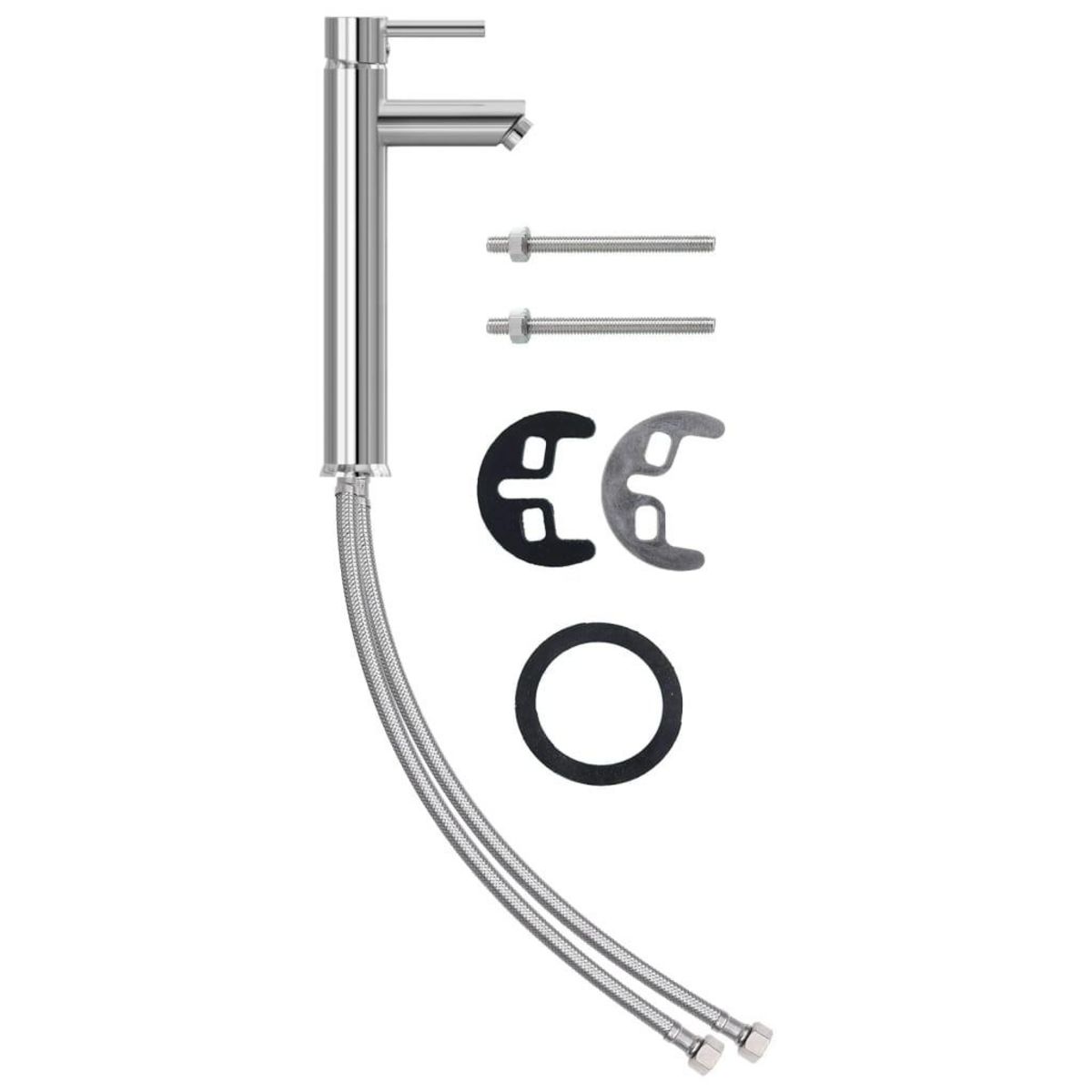 VIDAXL Lavabo de bain avec robinet et drain a poussoir Verre trempe