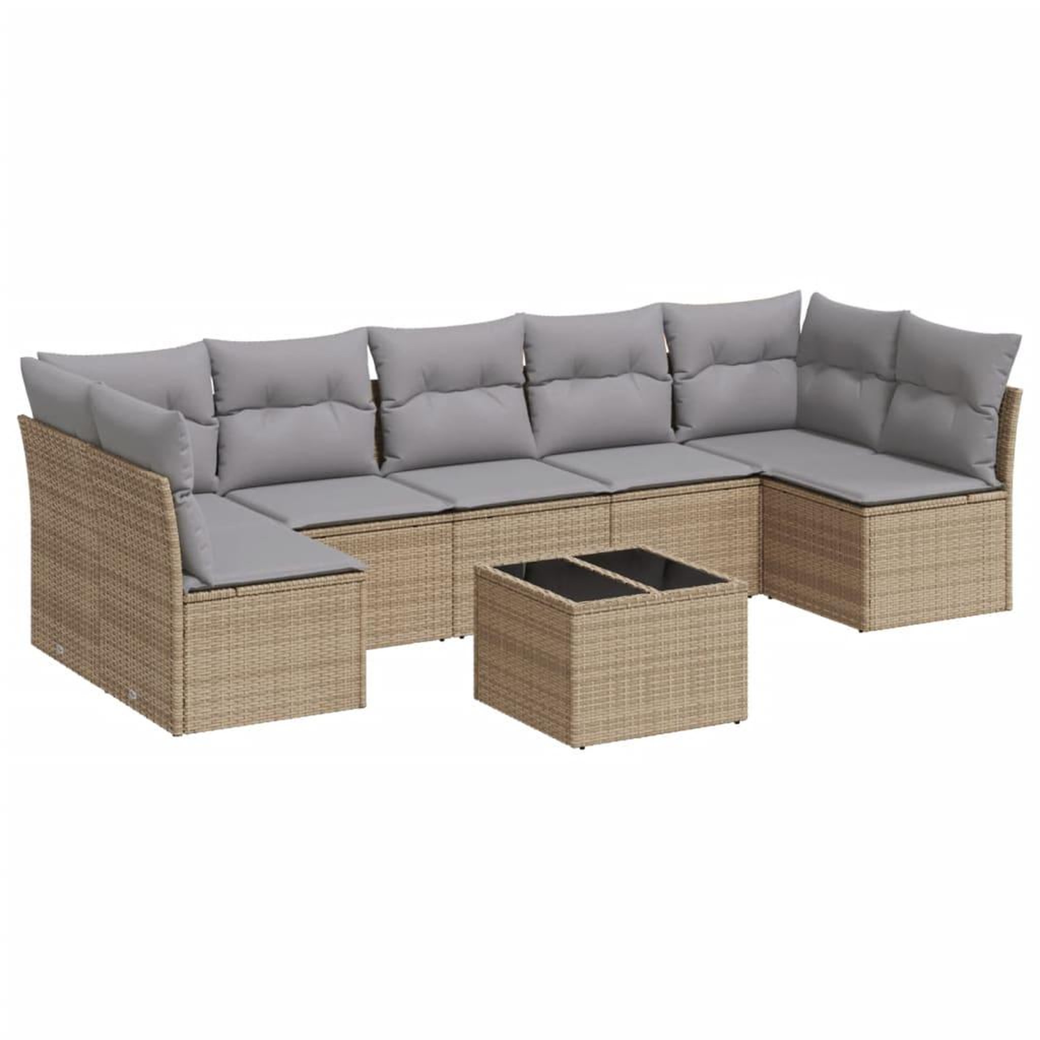 Voir la diapositive 2 : VIDAXL Salon de jardin avec coussins 8 pcs beige resine tressee
