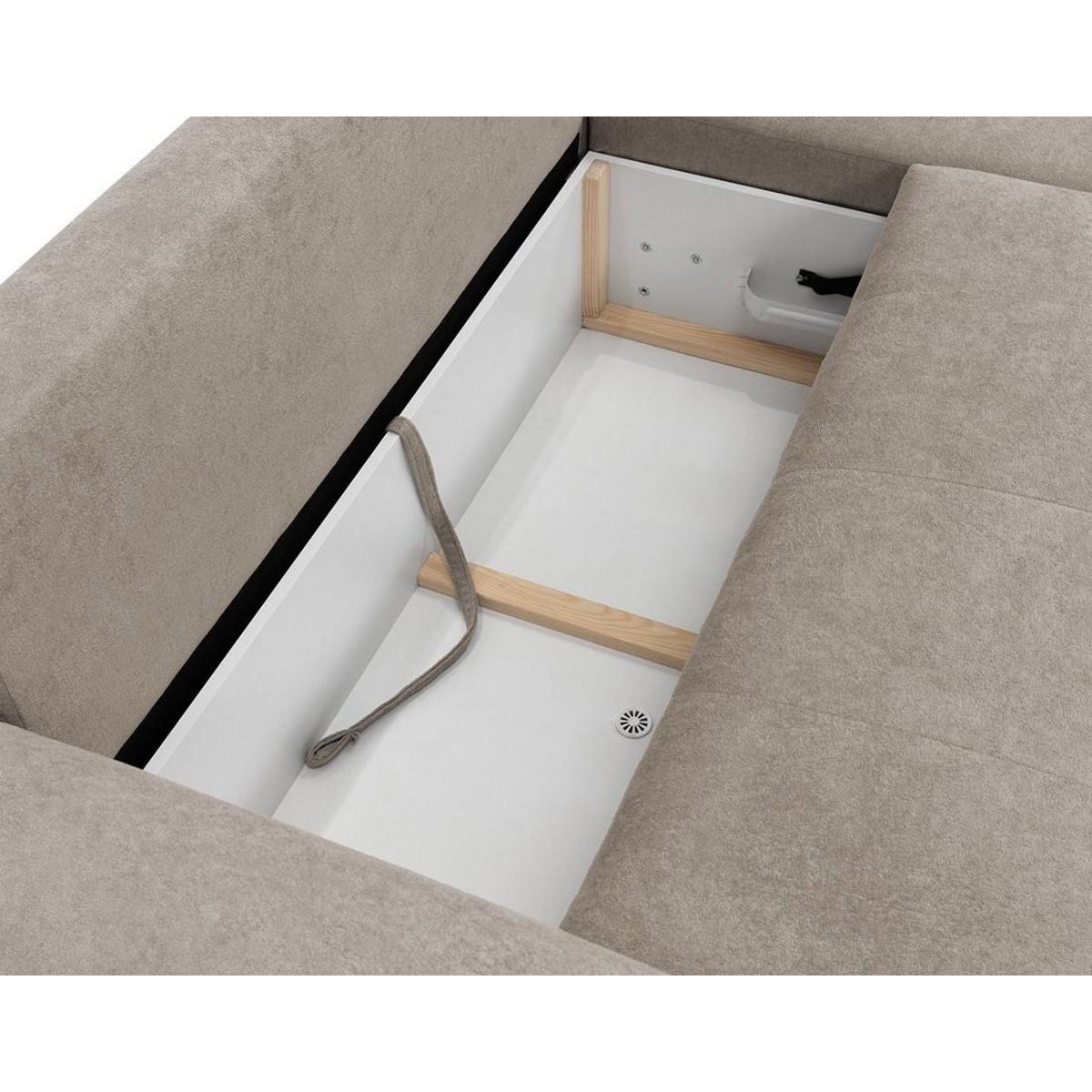 BEST MOBILIER Luzzio - canapé d'angle droit 4 places convertible avec coffre en tissu texturé