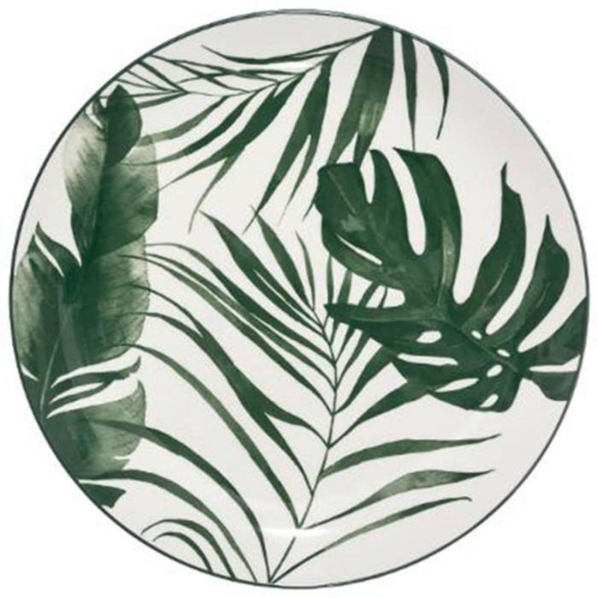 SECRET DE GOURMET Lot de 6 Assiettes Plates  Palme  26cm Vert