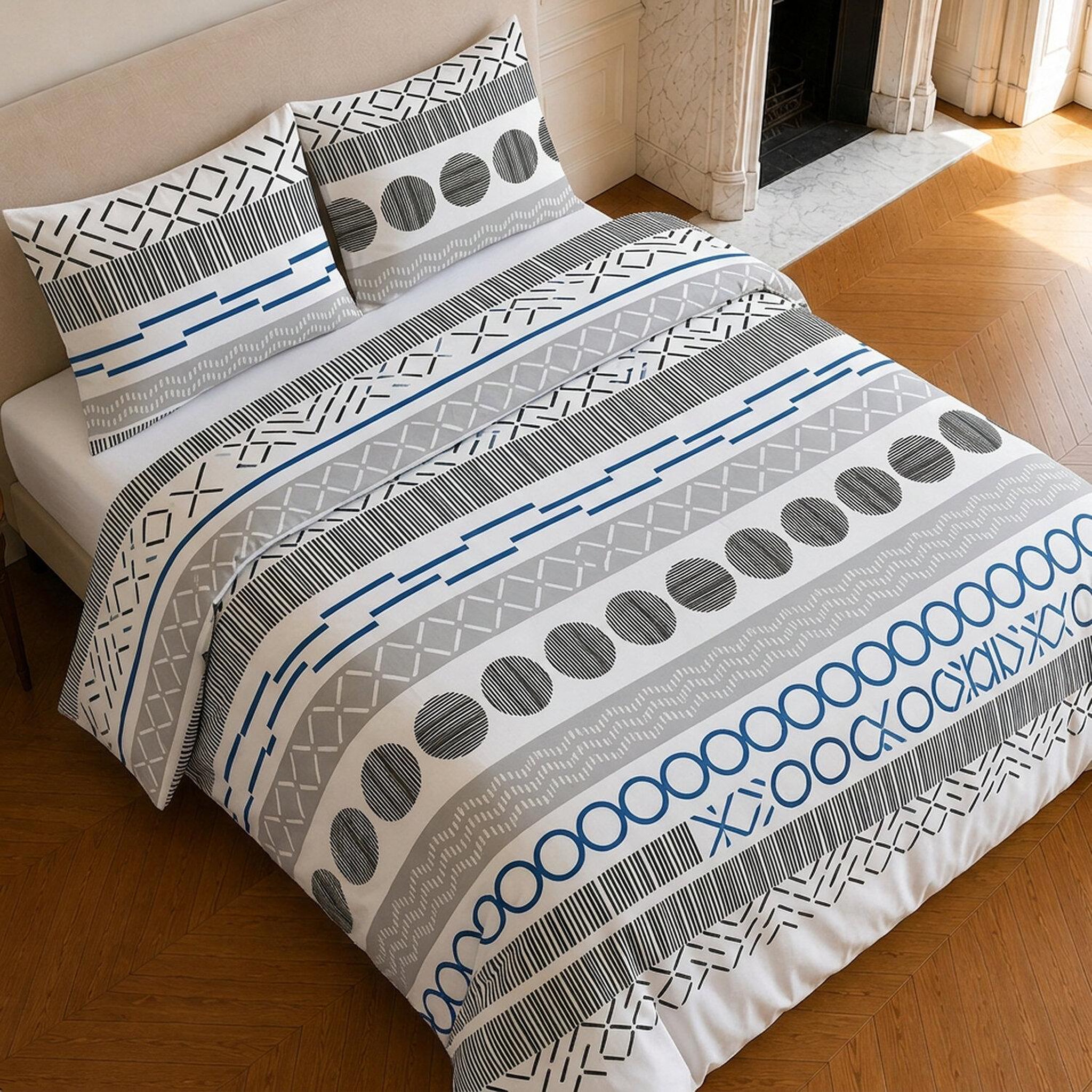 Voir la diapositive 4 : Home collection Parure housse de couette imprimée 100% microfibre - vague - 220x240 cm
