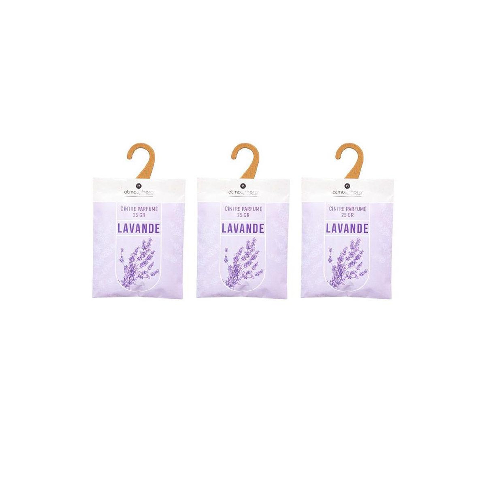COMPTOIR DE LA BOUGIE Lot de 3 Cintres Parfumés  Accro  14cm Lavande