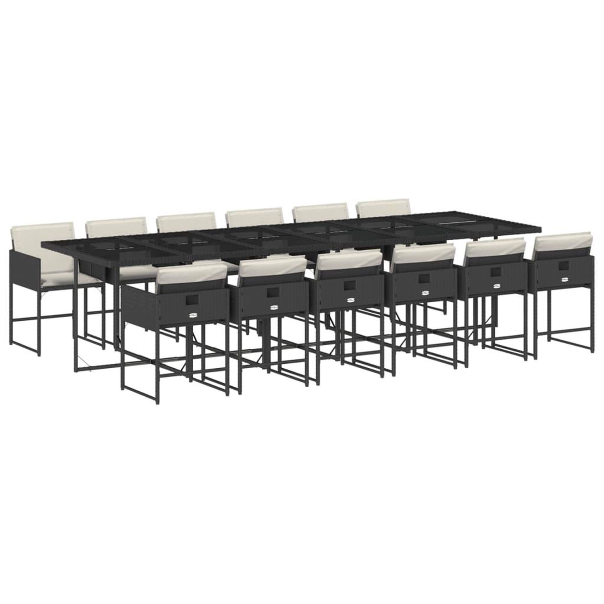 Voir la diapositive 2 : VIDAXL Ensemble a manger de jardin 13 pcs coussins noir resine tressee