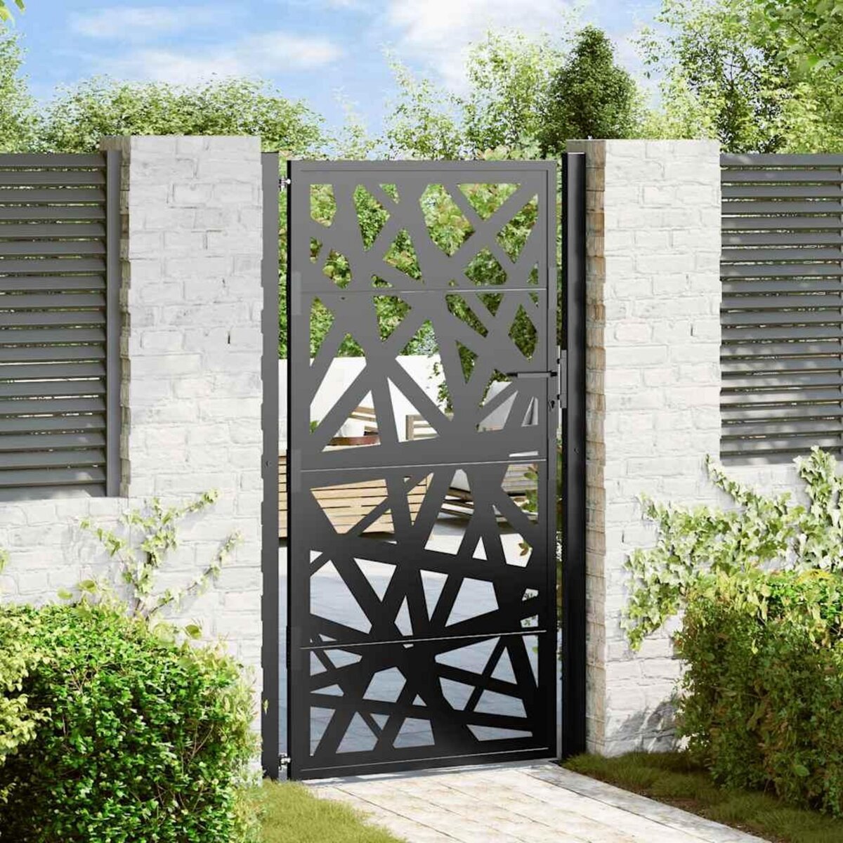 VIDAXL Portail de jardin noir 105x180 cm acier conception de lumiere