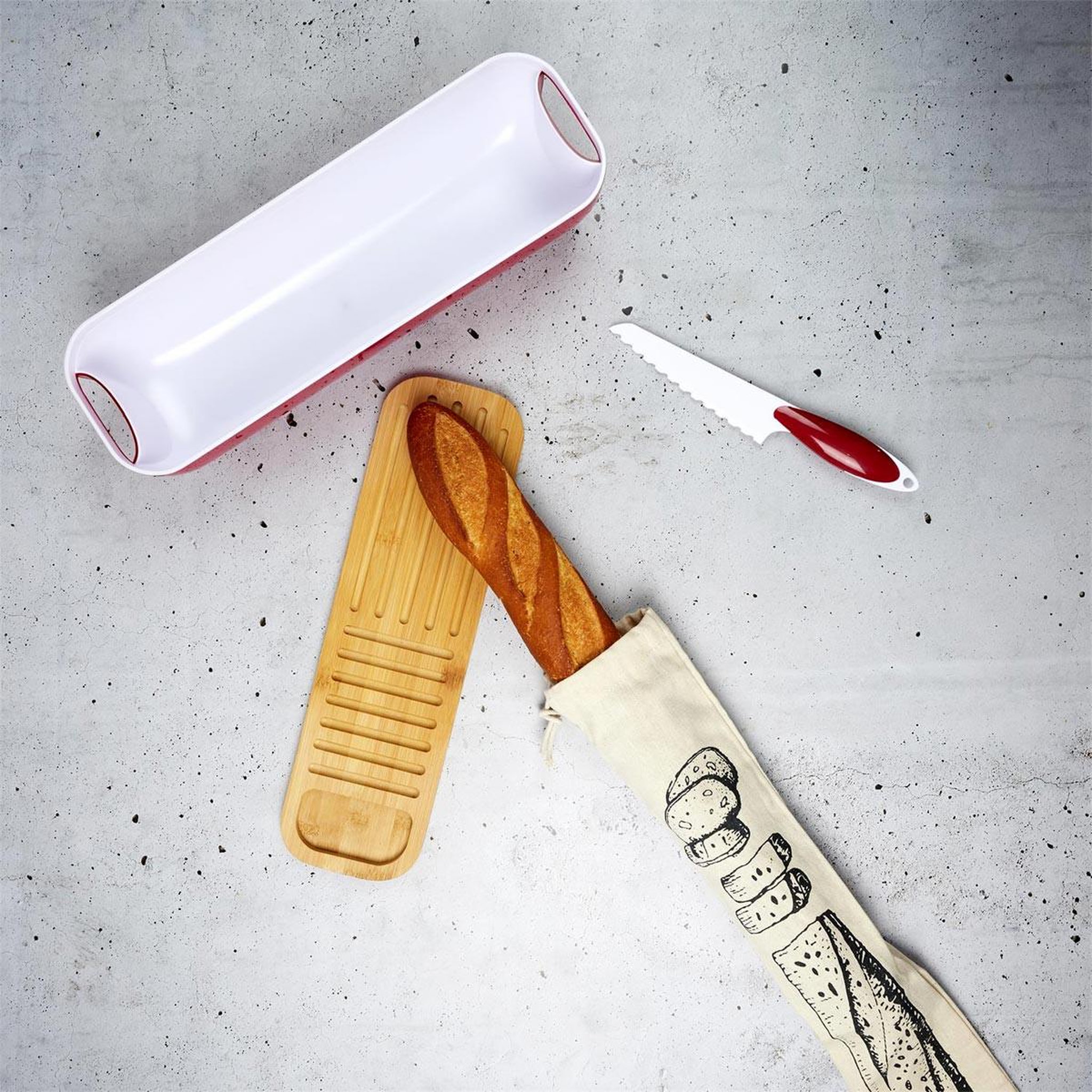 Voir la diapositive 2 : COOK CONCEPT Sac à pain en toile  baguette  70cm beige