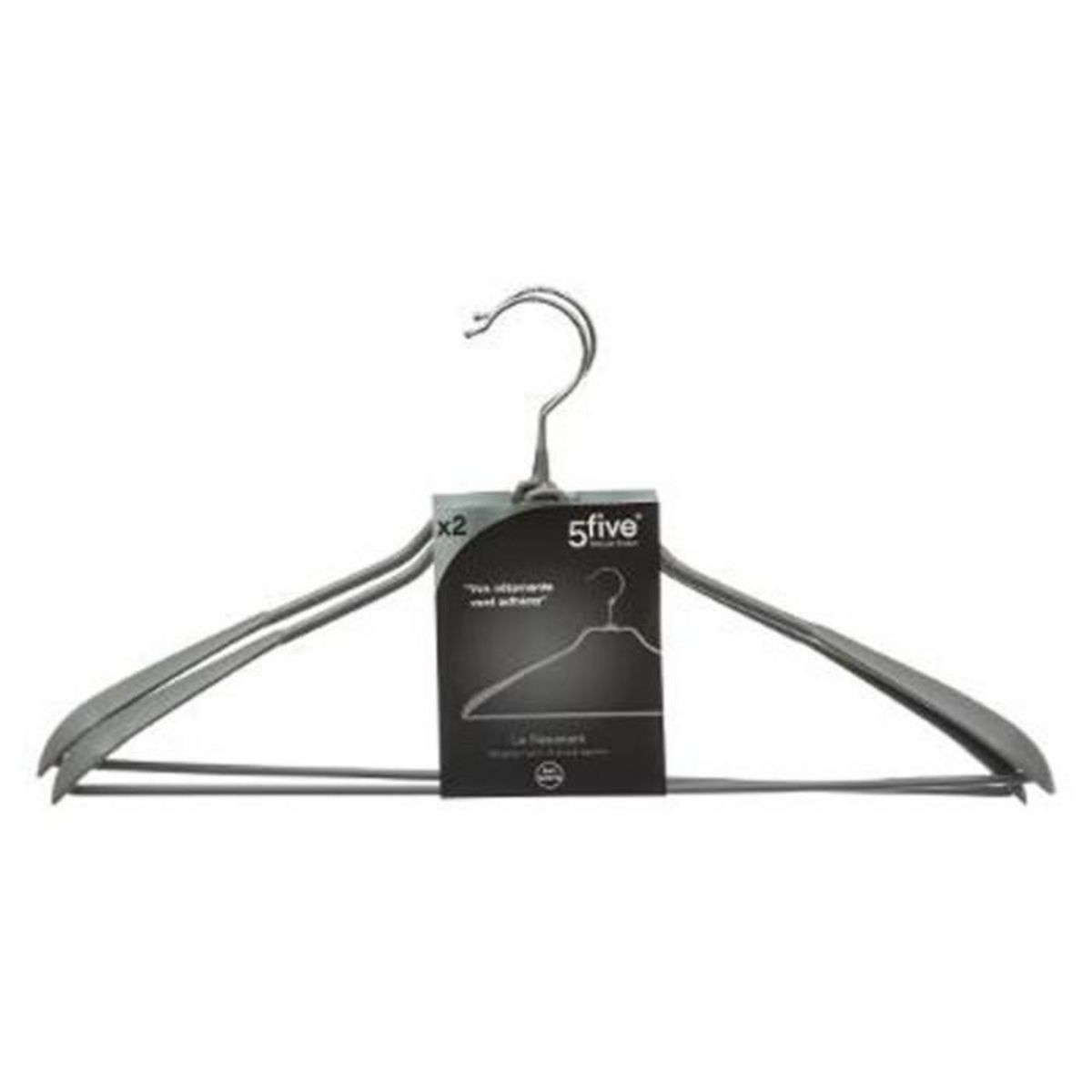 FIVE Lot de 2 Cintres en Métal & PVC 44cm Gris