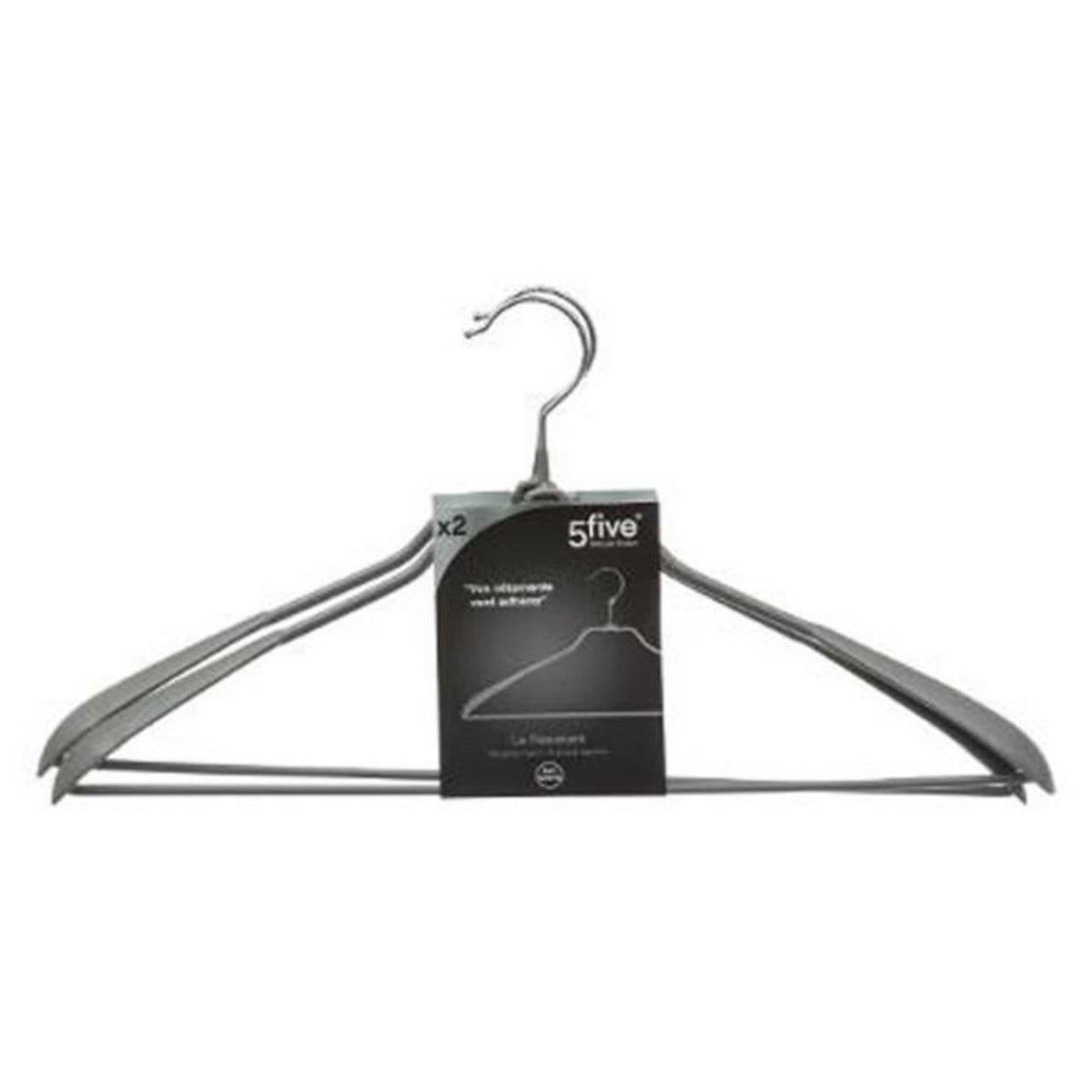 FIVE Lot de 2 Cintres en Métal & PVC 44cm Gris