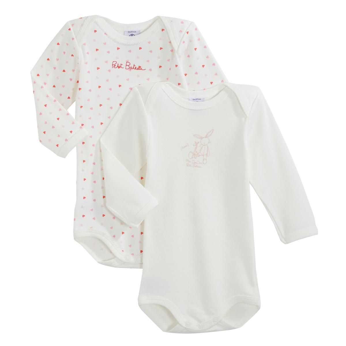 PETIT BATEAU Lot de 2 bodies manches longues Petit bateau