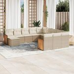 VIDAXL Salon de jardin avec coussins 12 pcs beige resine tressee