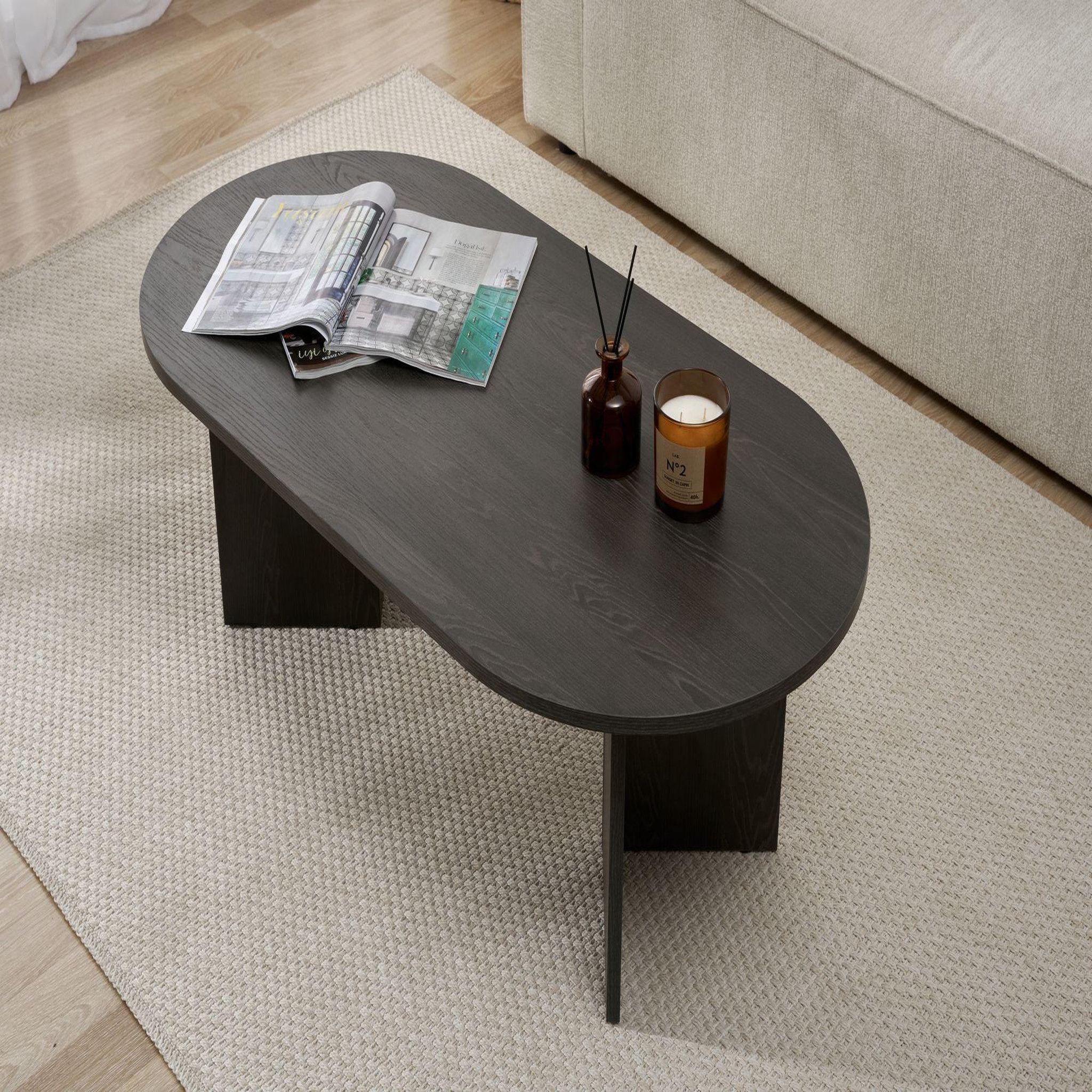 Voir la diapositive 4 : Habitat et Jardin Table basse en bois  sable  - 60 x 119 x 40 cm - lumière noire