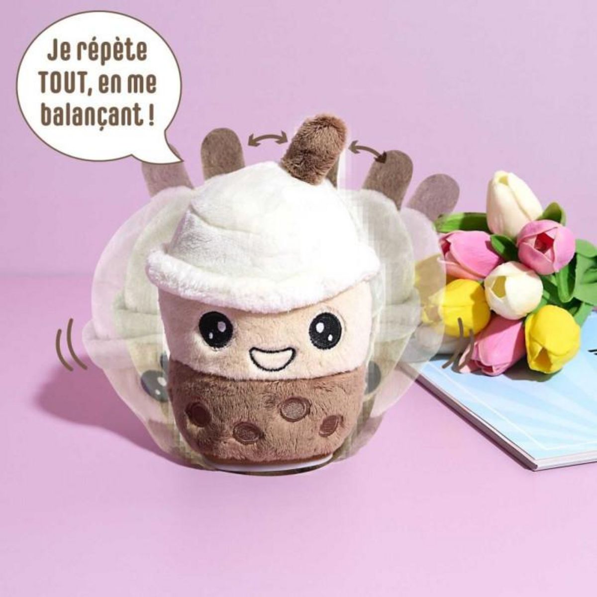 Paris Prix Peluche Animée Bubble Tea  Kawaii  14cm Marron