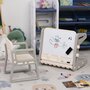 HOMCOM HOMCOM Ensemble table et chaise pour enfant - bureau enfant tableau blanc 2 en 1 - 3 marqueurs + brosse inclus - rangements - HDPE gris beige