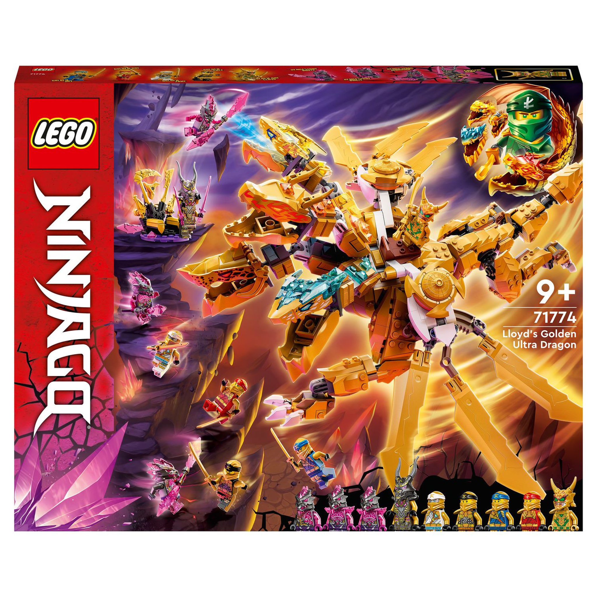 Voir la diapositive 1 : LEGO NINJAGO 71774 L&rsquo;Ultra Dragon d&rsquo;Or de Lloyd, Jouet avec Figurines Kai et Zane 