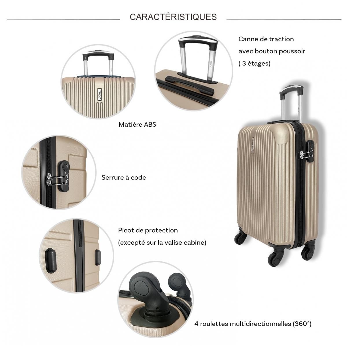 TRUCK Lot 3 valises rigides dont 1 valise cabine