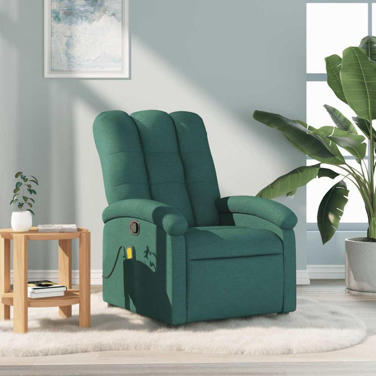 VIDAXL Fauteuil de massage inclinable Vert fonce Tissu