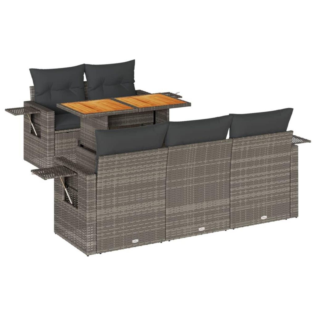 VIDAXL Salon de jardin 6 pcs avec coussins gris resine tressee