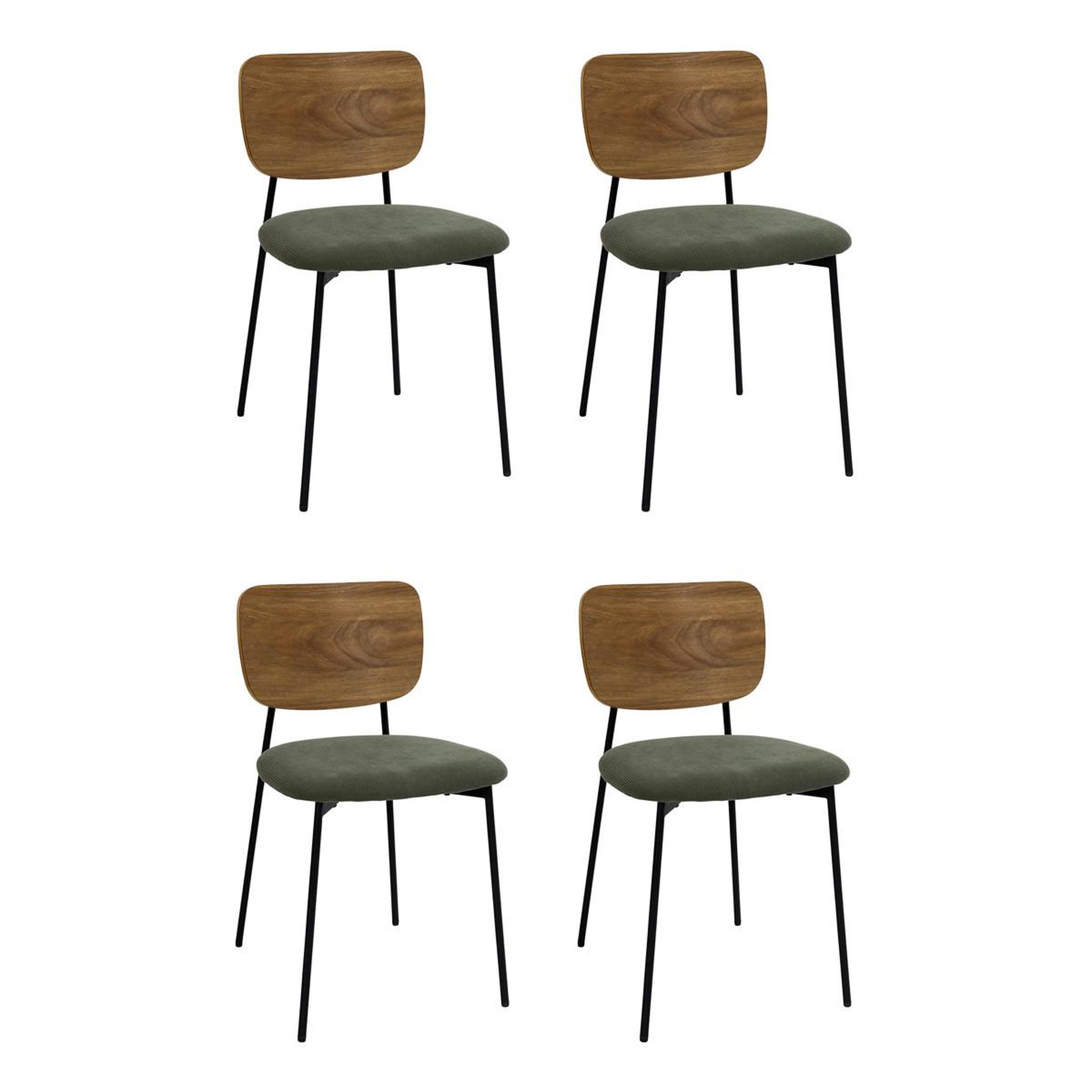 The Home Deco Factory Lot de 4 chaises côtelées bois  jules  77cm vert