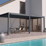 Chalet & jardin Pergola bioclimatique - Ombréa - adossée - 3x6M - Anthracite - Version 2 - 300x600x258 cm