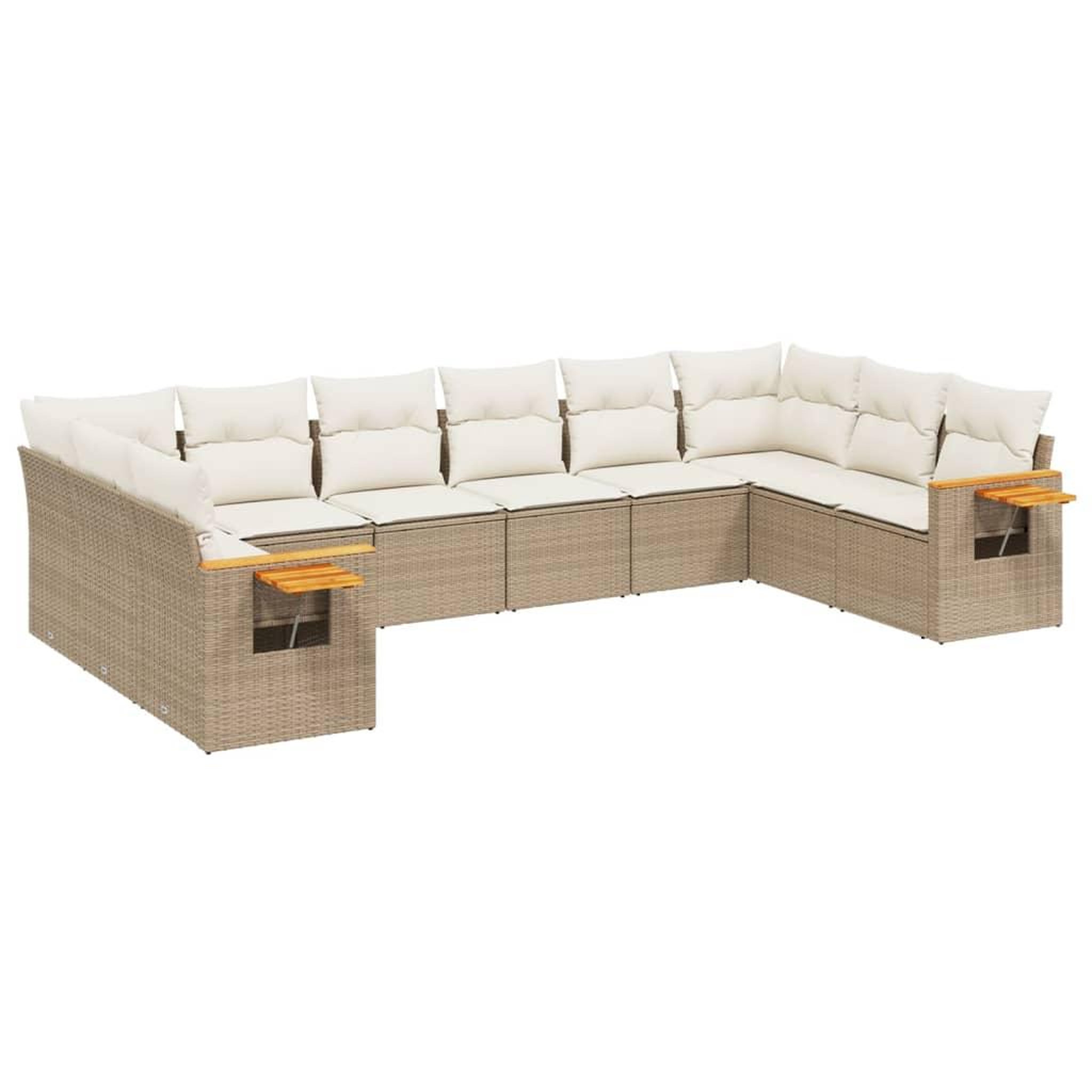 Voir la diapositive 2 : VIDAXL Salon de jardin avec coussins 10 pcs beige resine tressee