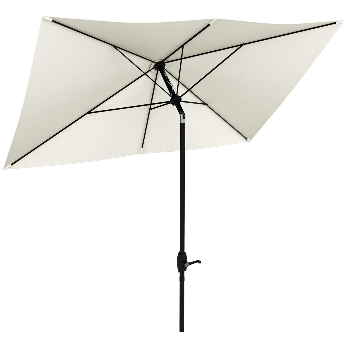 OUTSUNNY Parasol rectangulaire inclinable de jardin avec manivelle métal polyester haute densité anti UV 50+ crème