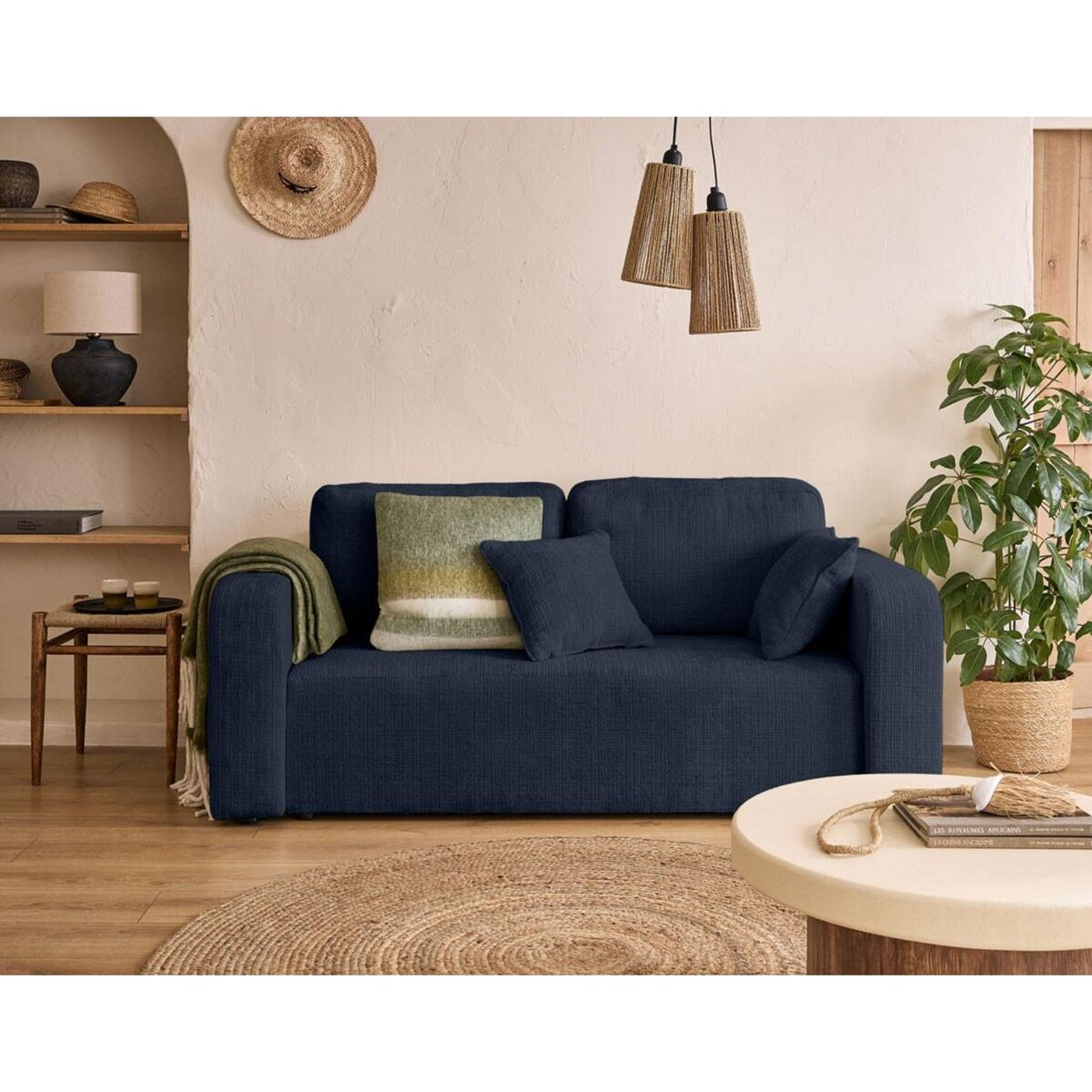 BEST MOBILIER Miro - canapé droit 2 places - en velours texturé