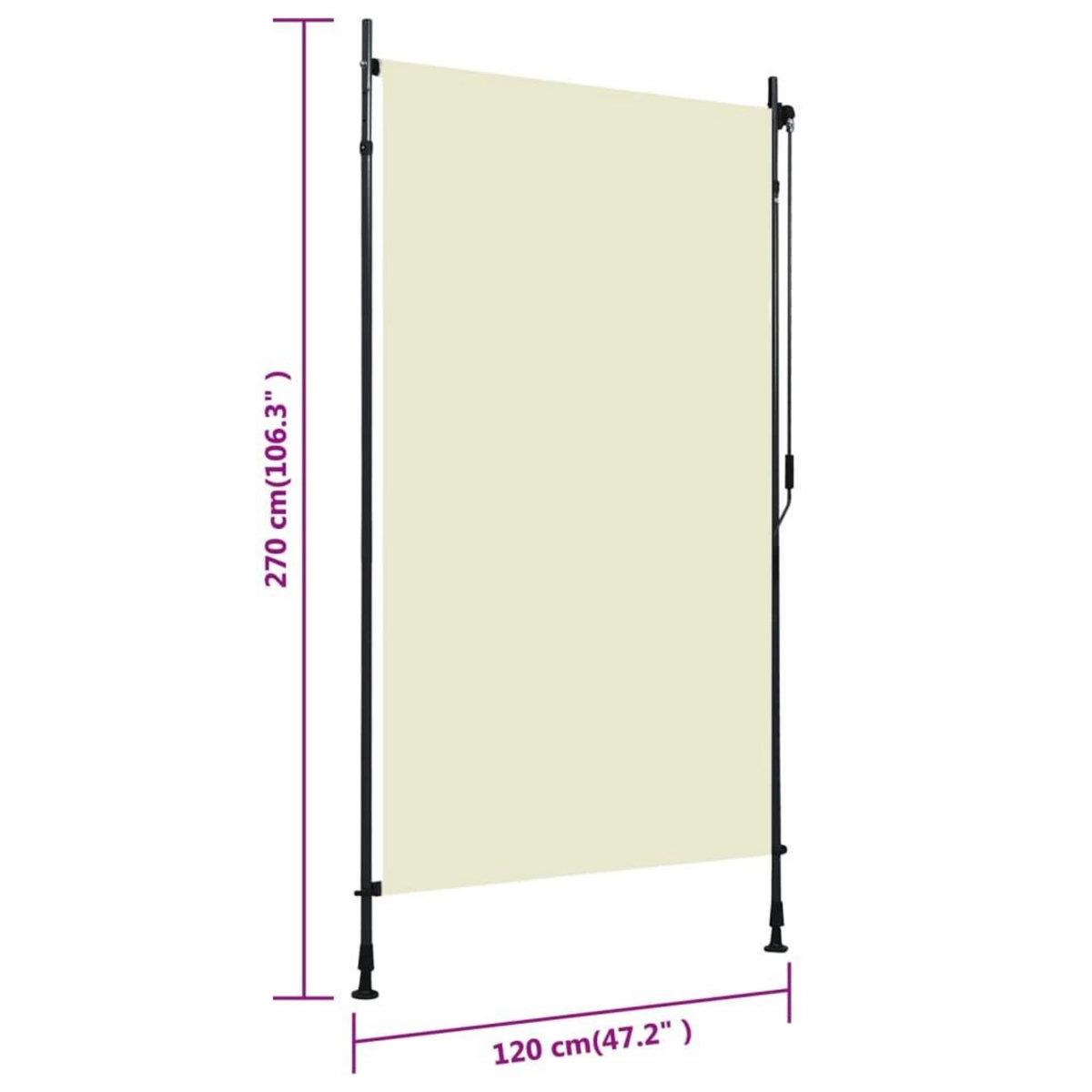VIDAXL Store roulant d'exterieur 120 x 270 cm Creme
