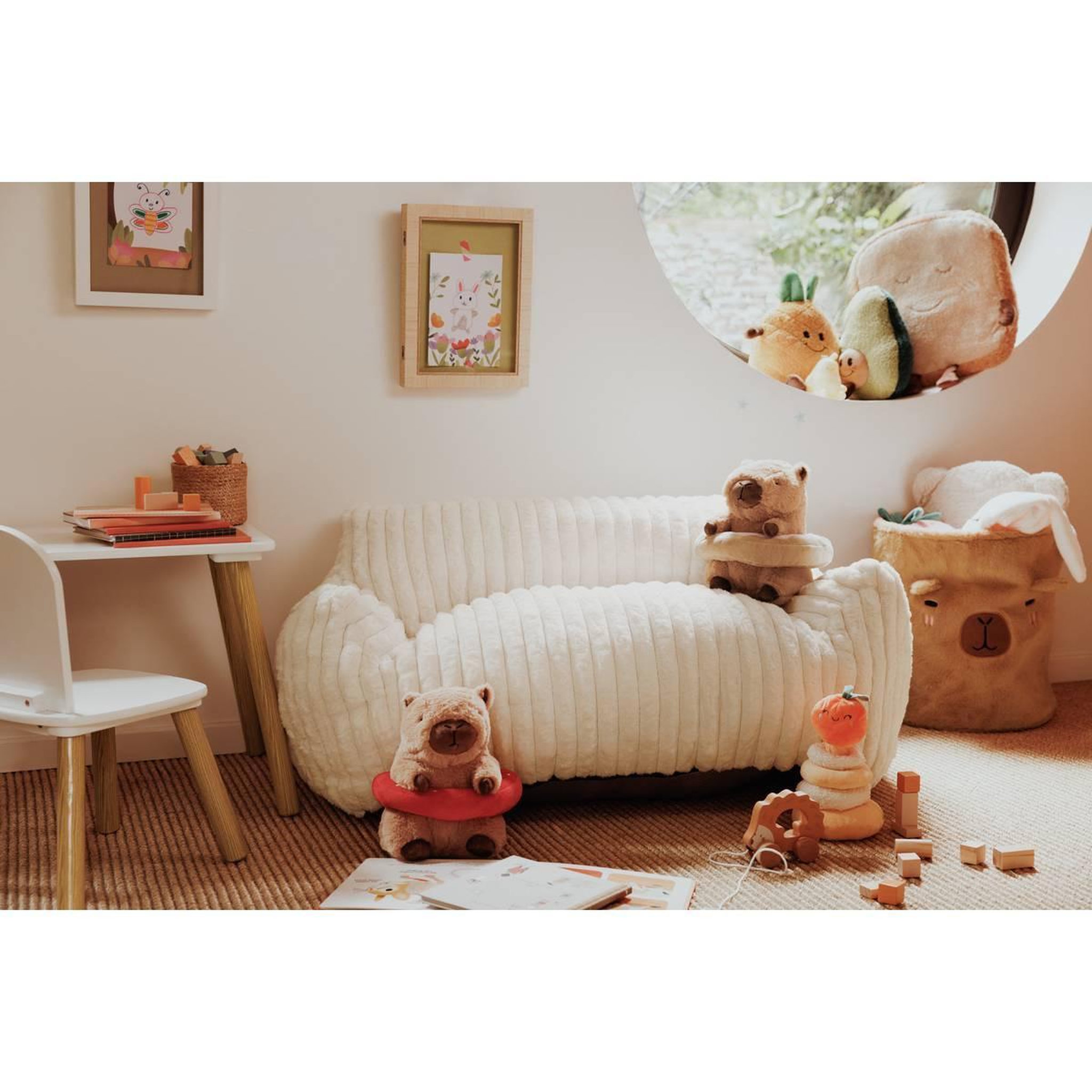 Voir la diapositive 6 : Atmosphera Kids Canapé Enfant en Velours Côtelé  Muzi  100cm Blanc