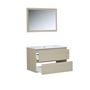 Voir la diapositive 3 : Ensemble meuble de salle de bain bloc 2 tiroirs avec vasque encastrée et miroir L80 cm LAKE