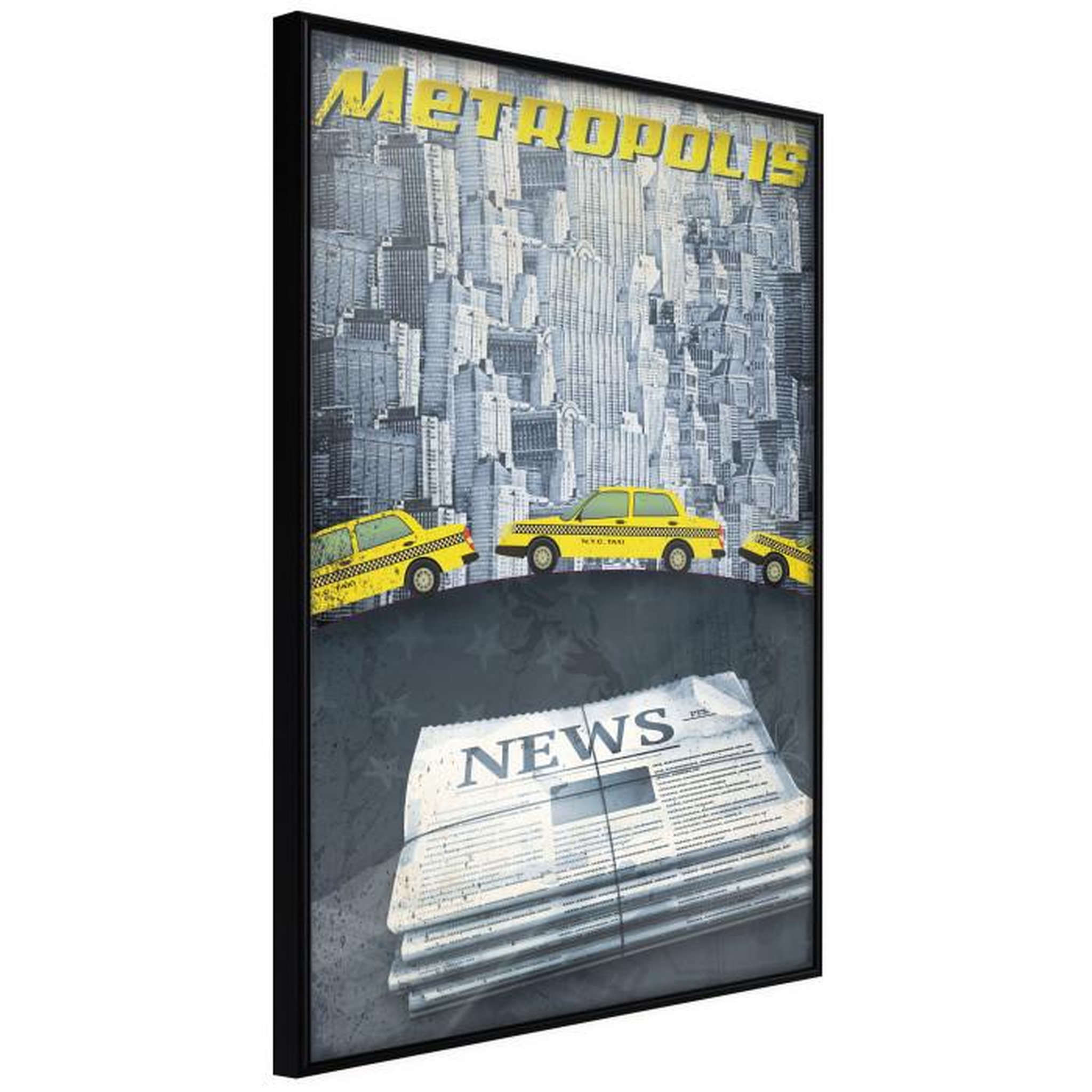 Paris Prix Affiche Murale Encadrée  Metropolis News. Coloris disponibles : Noir, Jaune