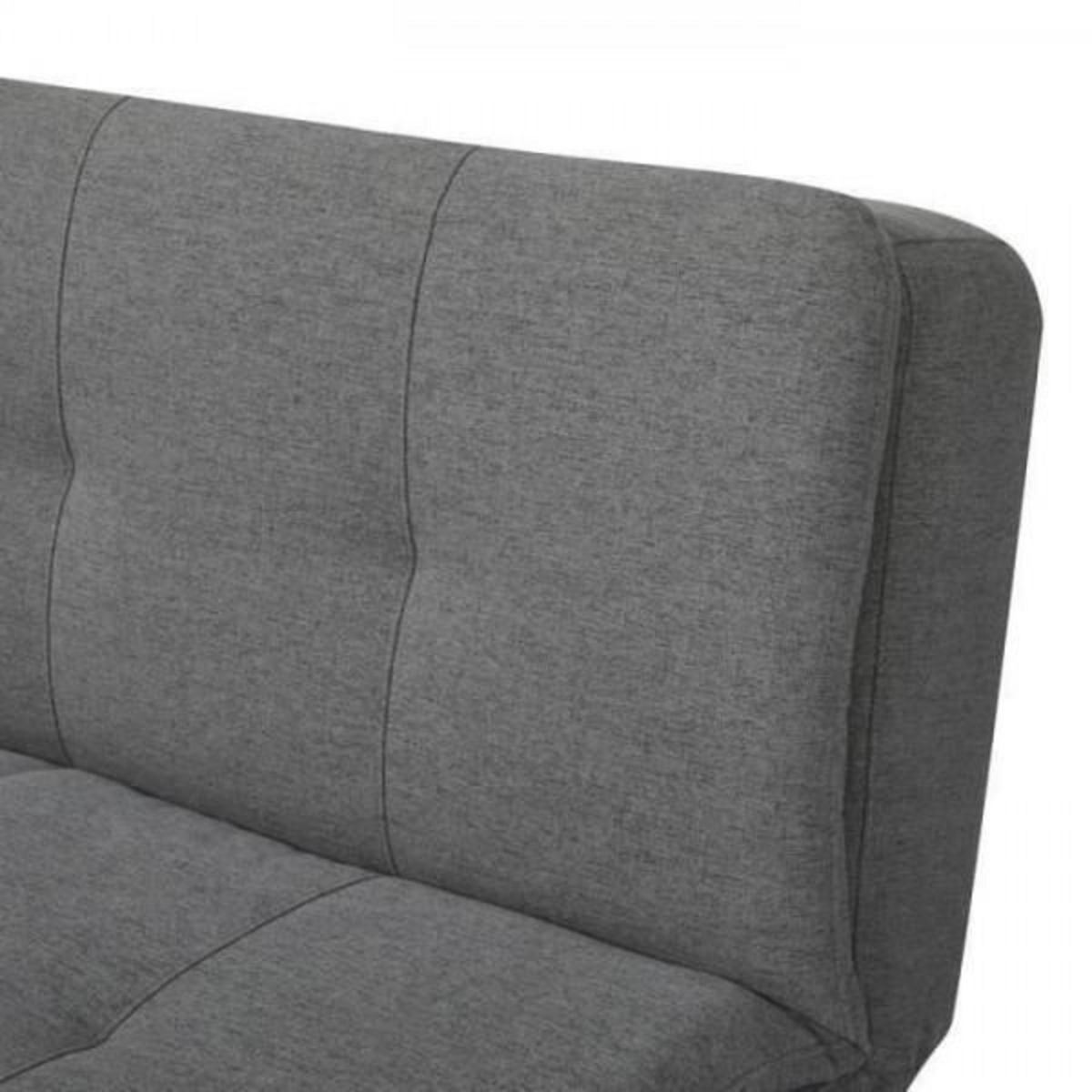 MARKET24 Clic clac 3 places - Tissu Gris - Pieds bois naturel - L 179 x P 85 x H 79 cm - ALMA