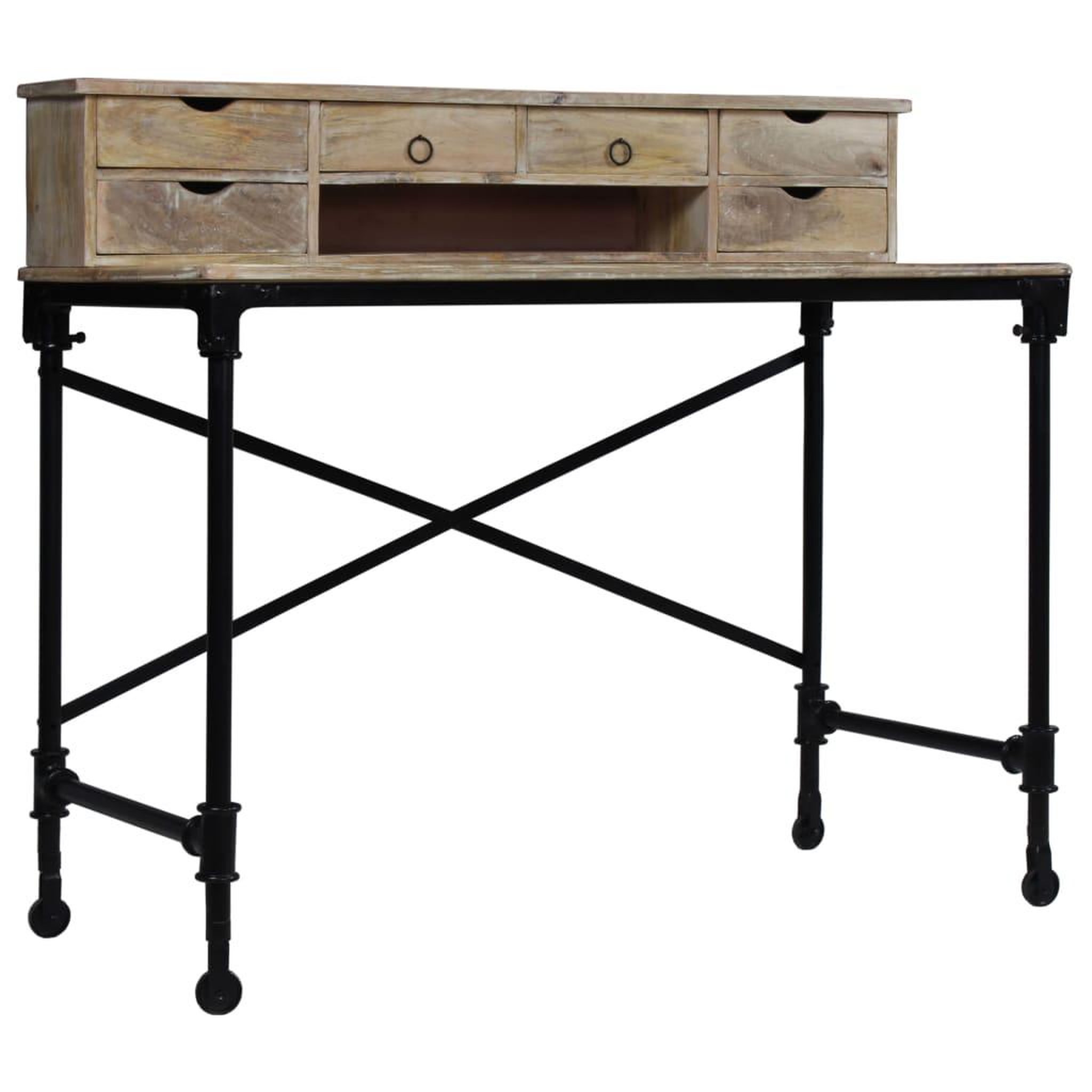 Voir la diapositive 2 : VIDAXL Bureau Bois de manguier massif et acier 110 x 50 x 96 cm