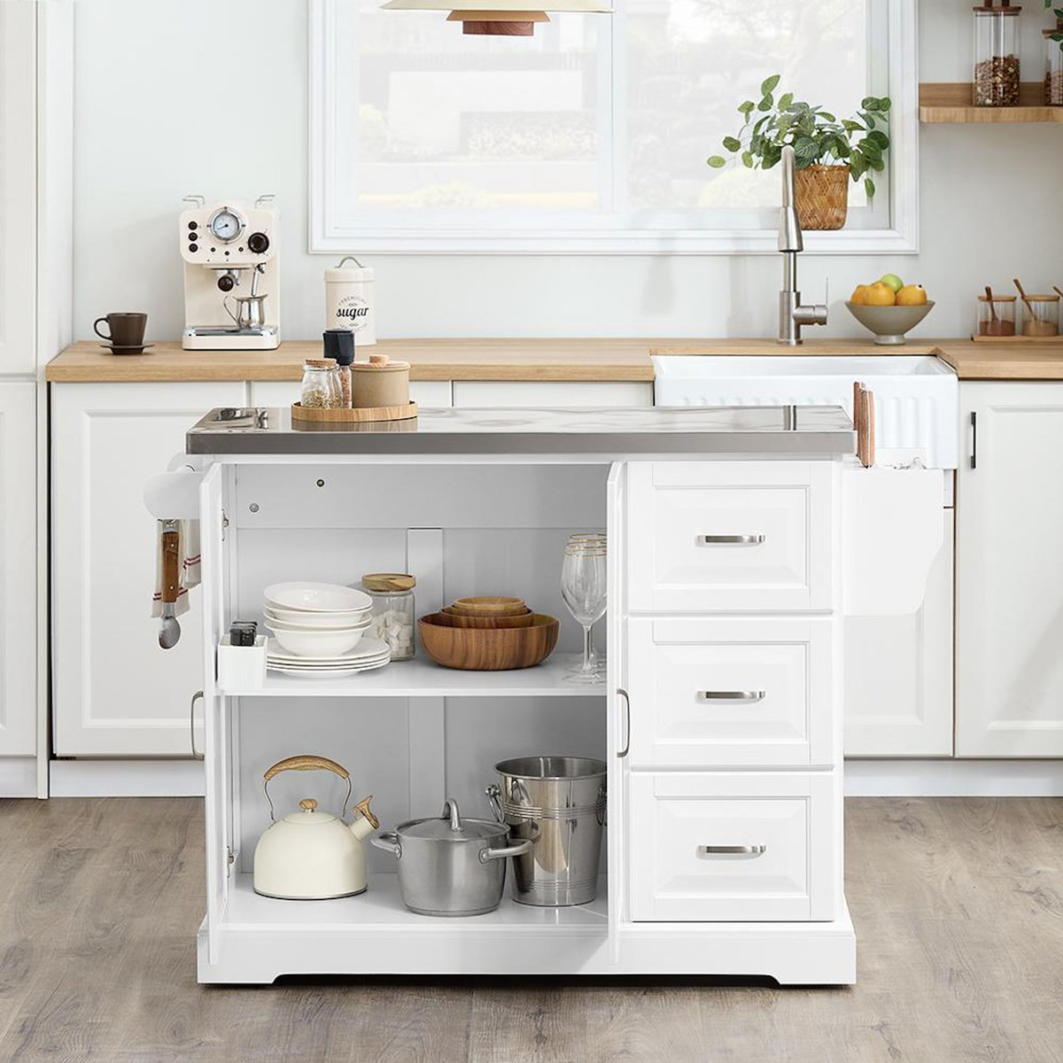 SOBUY SoBuy - Îlot De Cuisine à trois tiroirs - Classique - FKW41-II