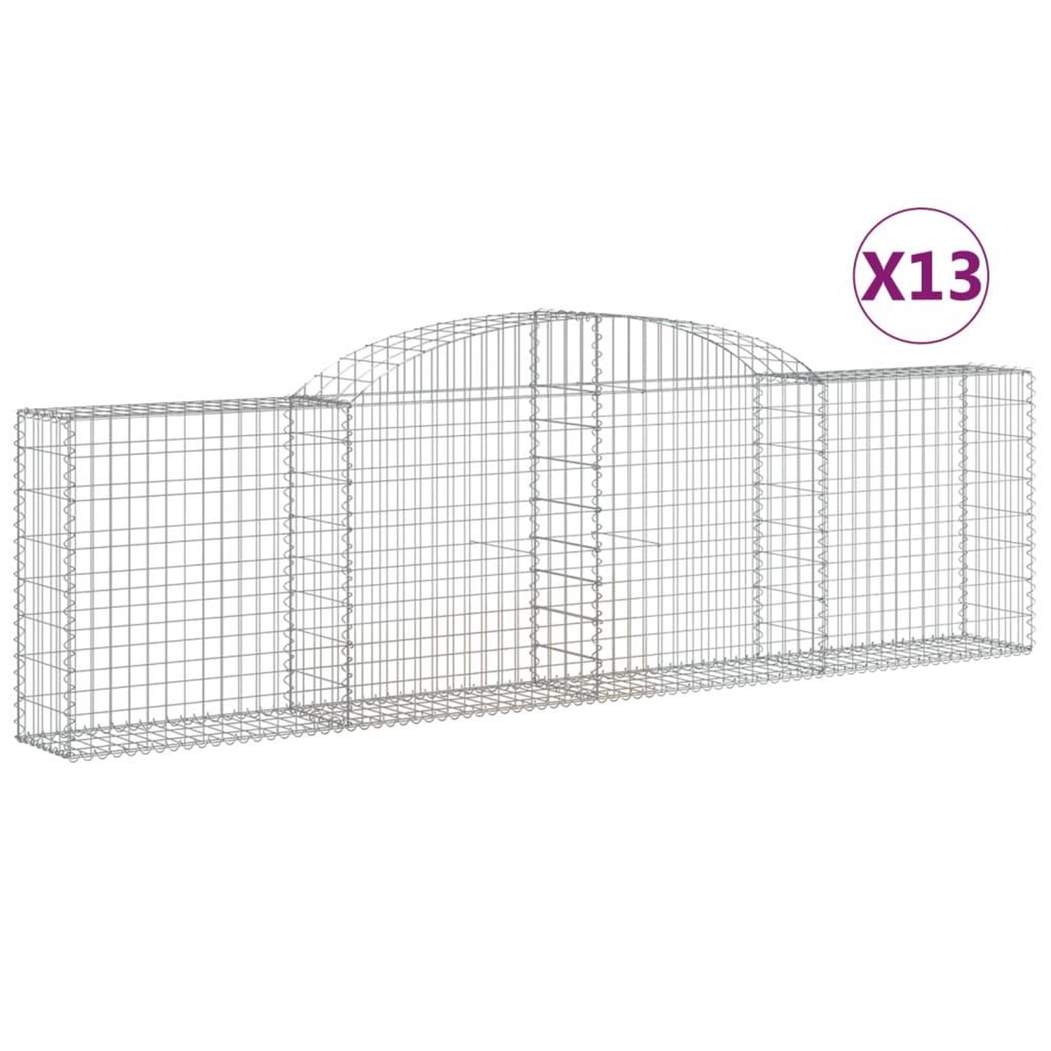Voir la diapositive 2 : VIDAXL Paniers a gabions arques 13 pcs 300x30x80/100 cm fer galvanise