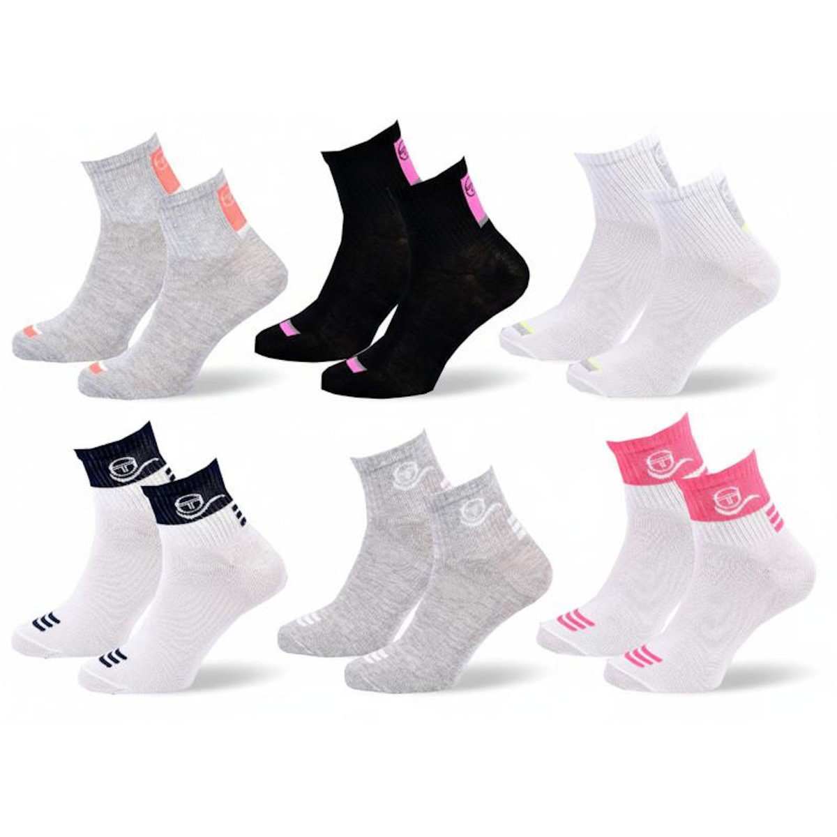 SERGIO TACCHINI Sergio Tacchini Pack Chaussettes courtes Fille Quarter – Lot de 6