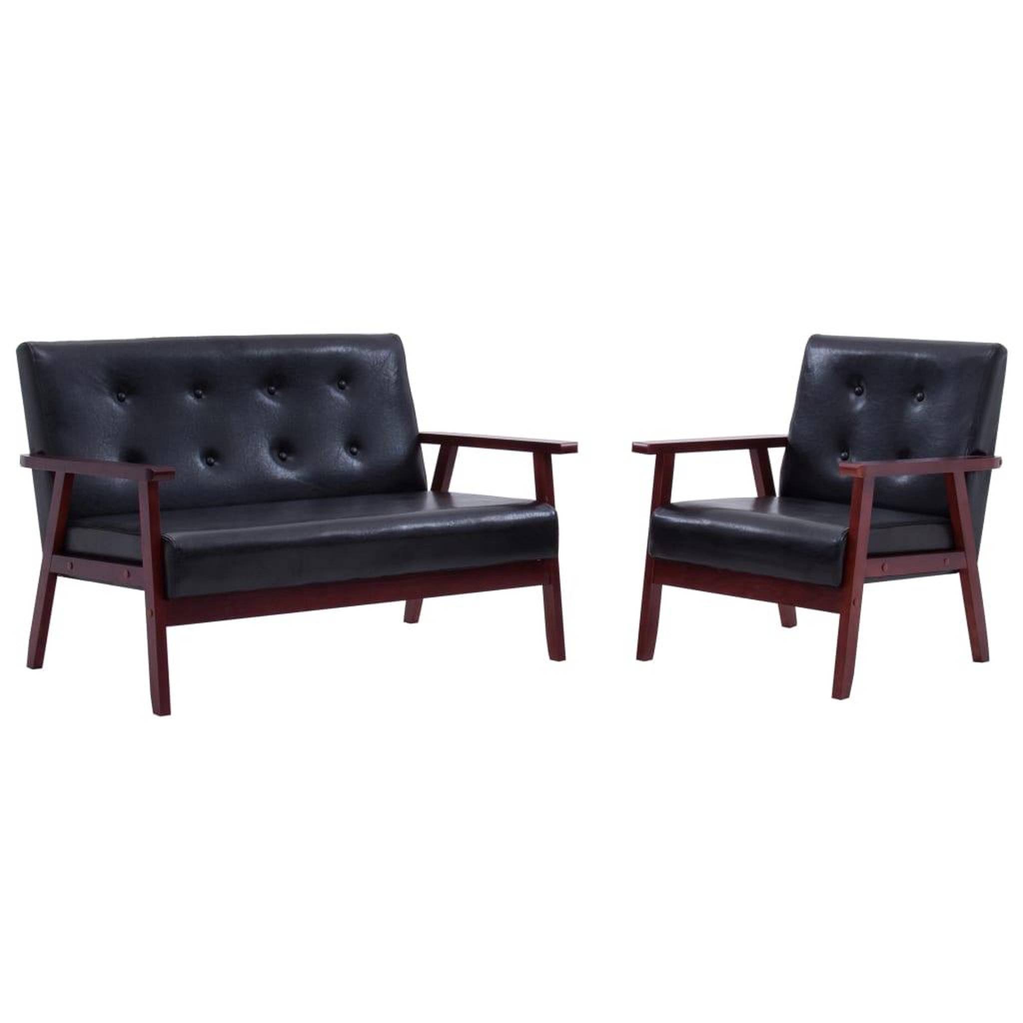 Voir la diapositive 2 : VIDAXL Ensemble de canapes 2 pcs noir similicuir
